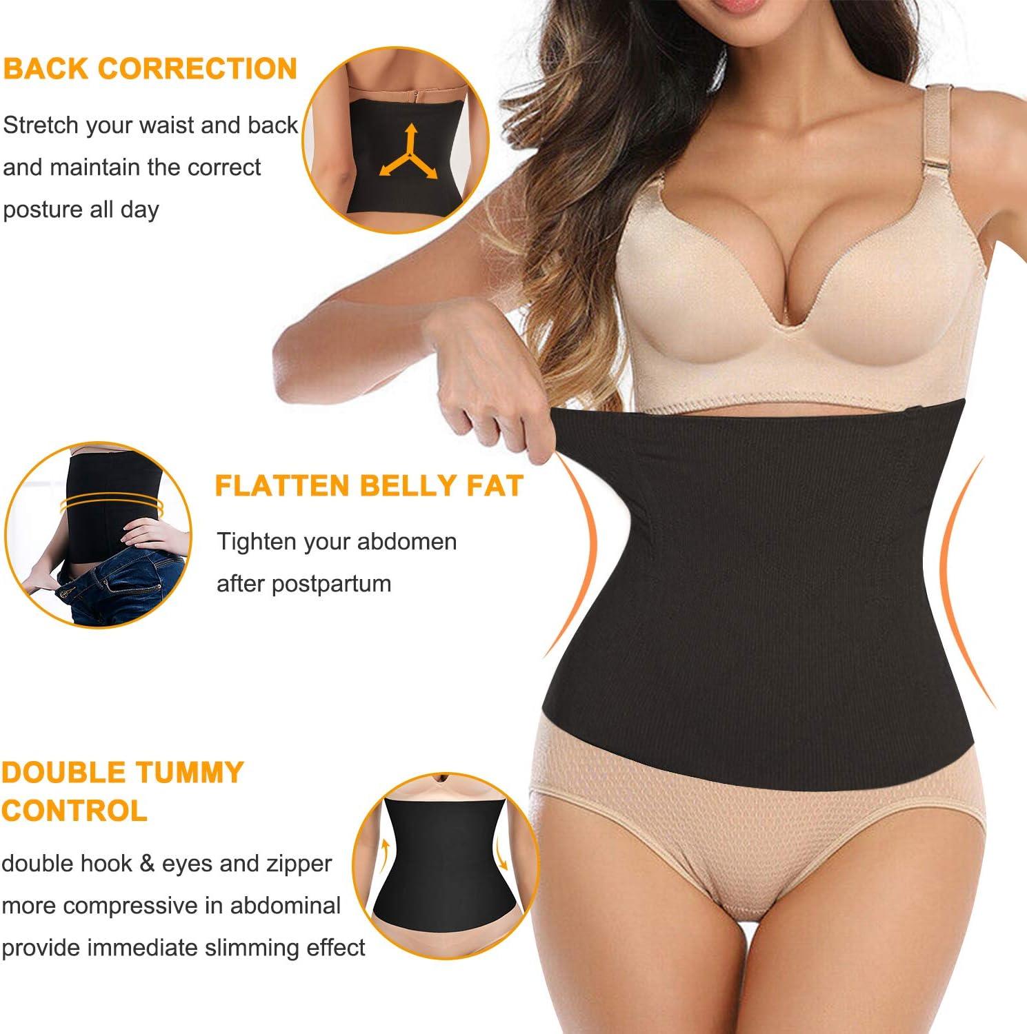 Bingrong 2 in 1 Waist Trainer for Women Postpartum Belly Band Maternity  Recovery Belt Seamless Girdle Tummy Control Body Shaper Shapewear Black M