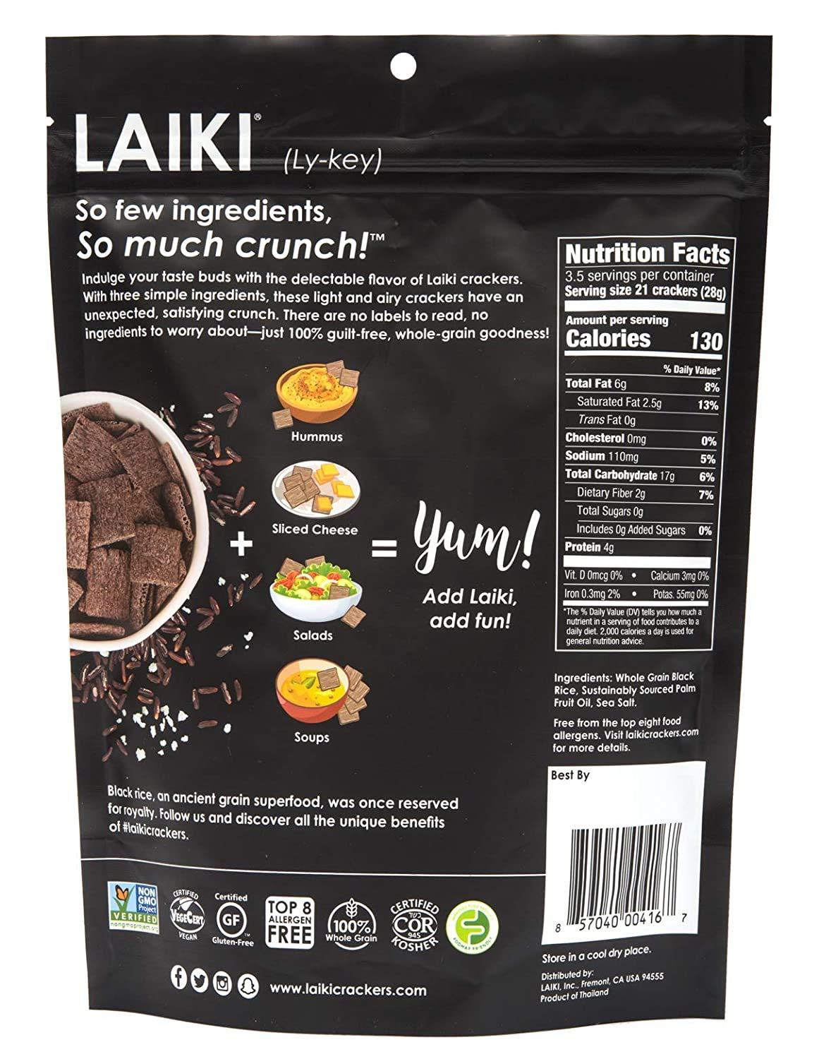 LAIKI Black Rice Crackers Gluten Free Rice Snacks Deliciously Light
