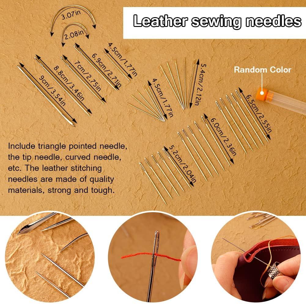 Tikjiua 59 Pcs Leather Sewing Kit Leather Needles for Hand Sewing