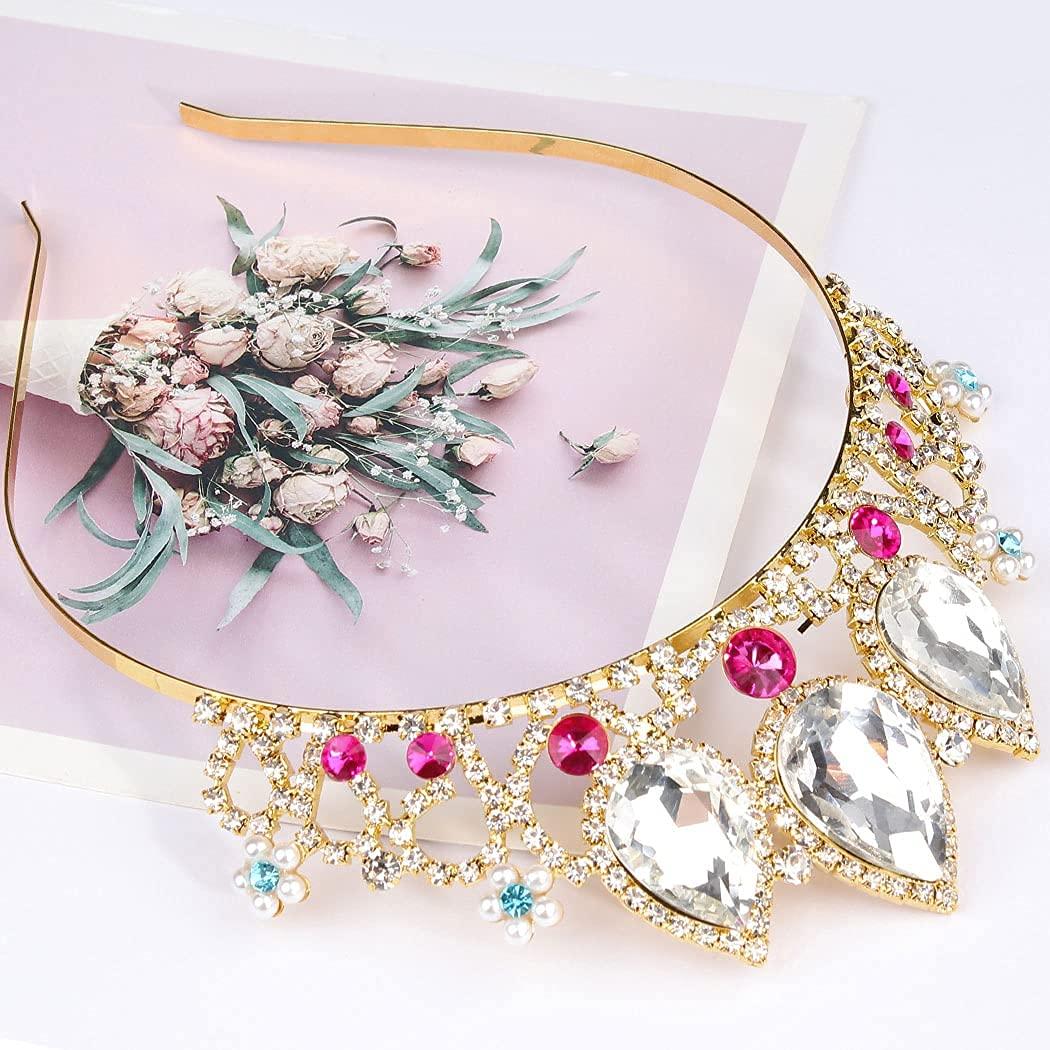 Gold Crystal Tiara Headband for Girls - Princess Birthday Crown