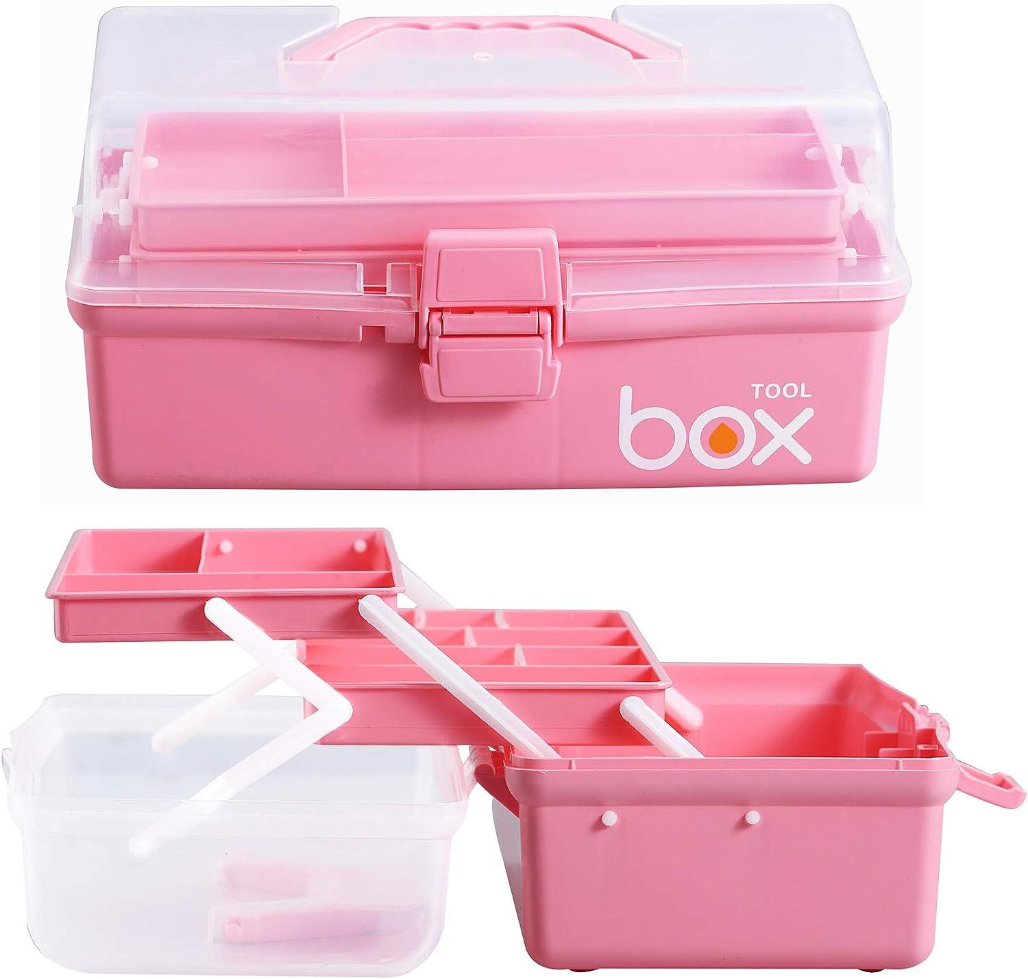Kinsorcai 12'' Three-Layer Clear Plastic Storage Box/Tool Box