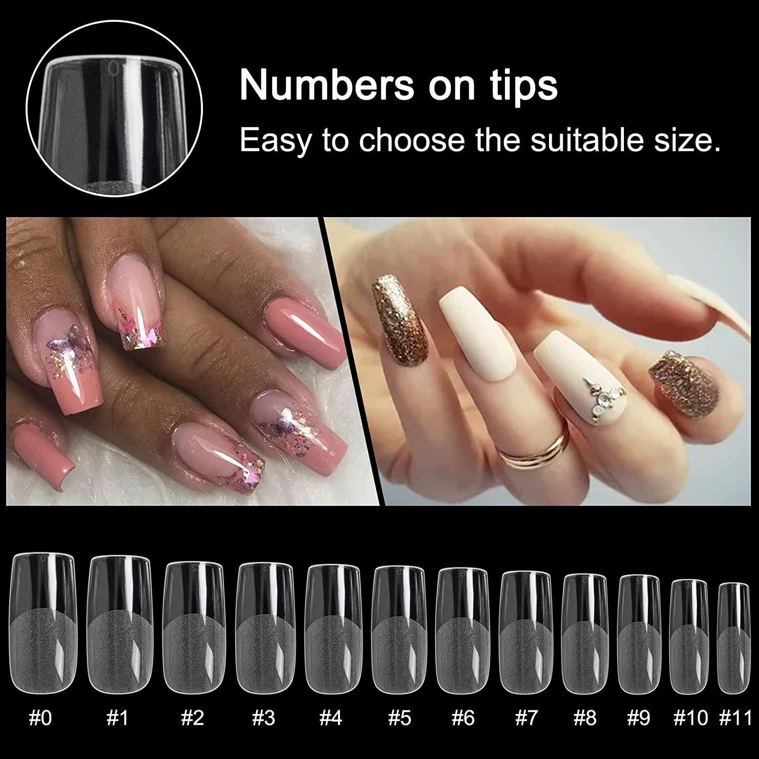 BTArtboxnails French Tip Gel Nail Tips Long Square 300pcs Brown Soft Gel  Nail Tips Unltra Fit French Tip Press On Nails 15 Sizes No Need to File 3  in 1 X Coat