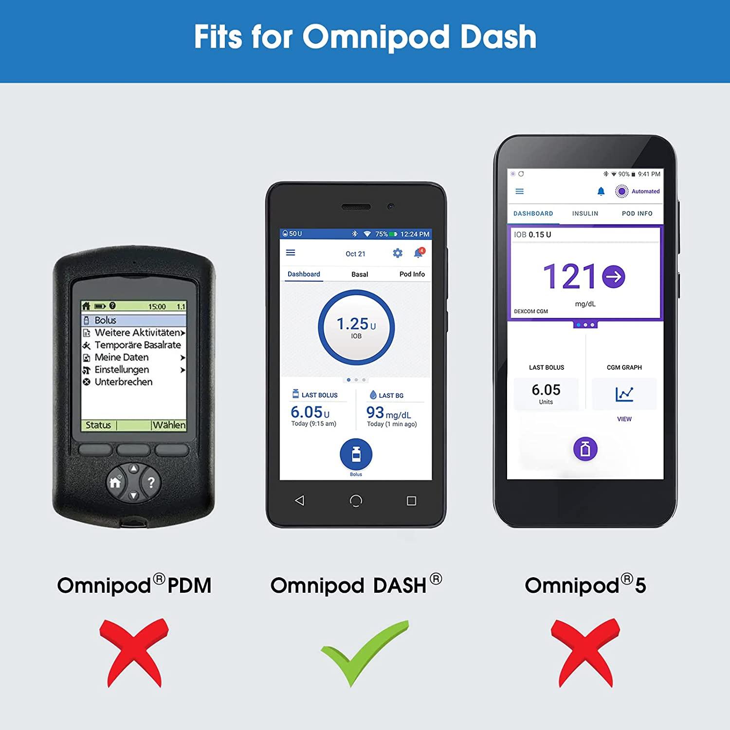 Silicone Case for Omnipod Dash PDM Lightweight Shockproof Cover in Black