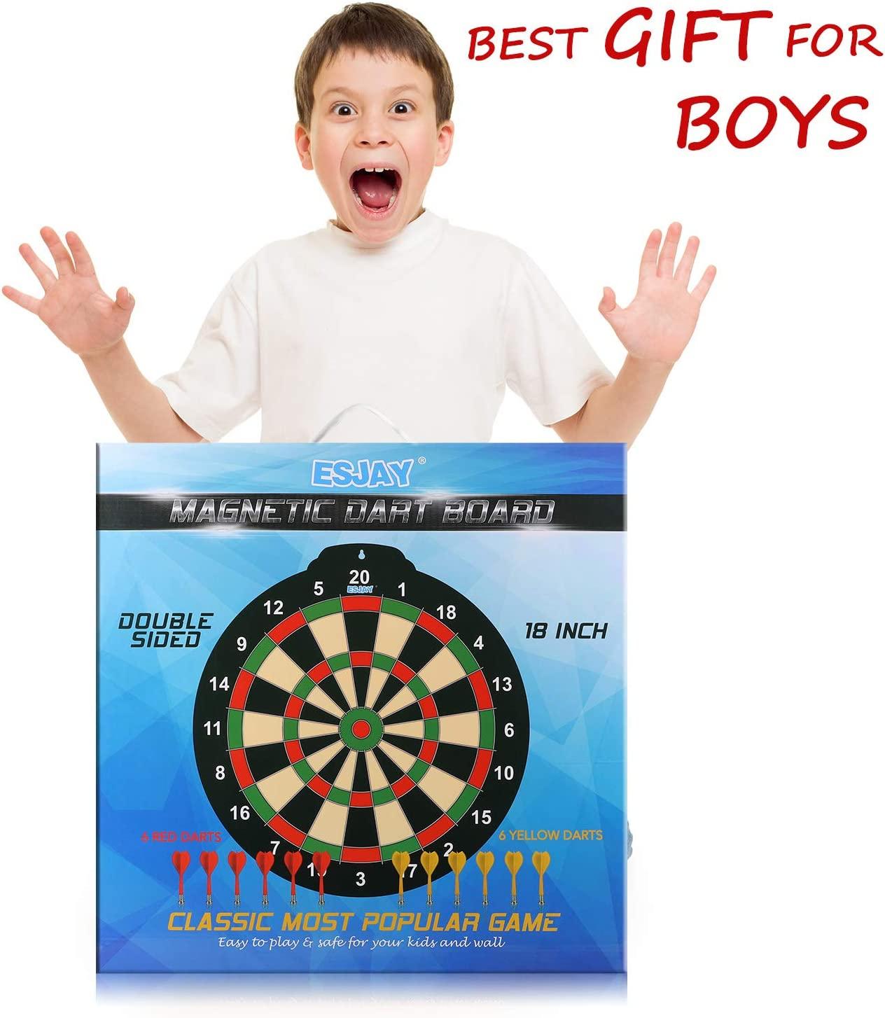 18 inch Magnetic Dart Board Set for Kids, Indoor Outdoor Game Dart Game  with 12 Darts, Dartboard Toys Gifts for 6 7 8 9 10 11 12 Year Old Boys