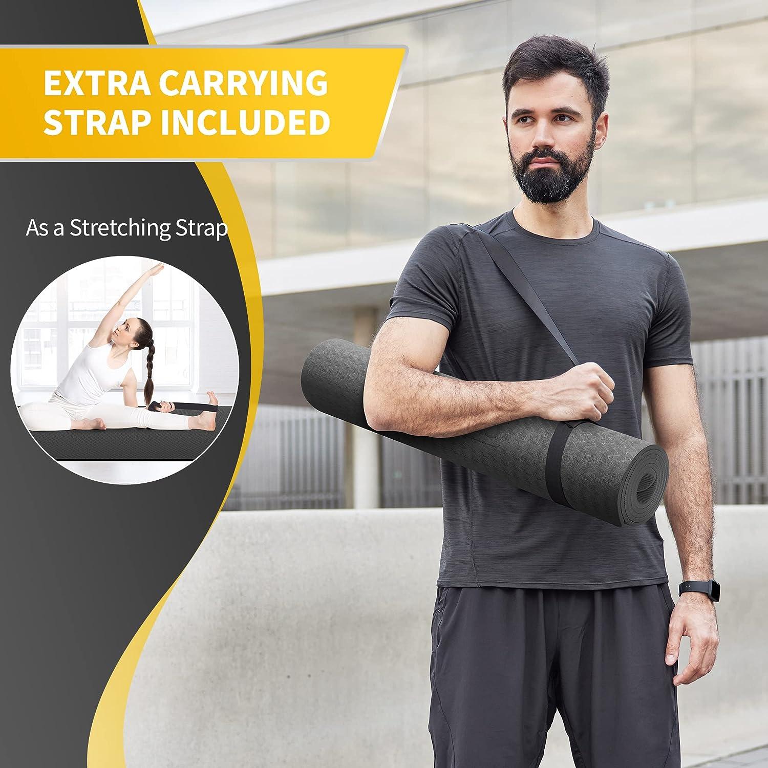 CAMBIVO Extra Wide Yoga Mat for Women and Men (72x 32x 1/4),  Eco-Friendly SGS Certified, Large TPE Exercise Fitness Mat for Yoga,  Pilates, Workout 6mm Dark Black