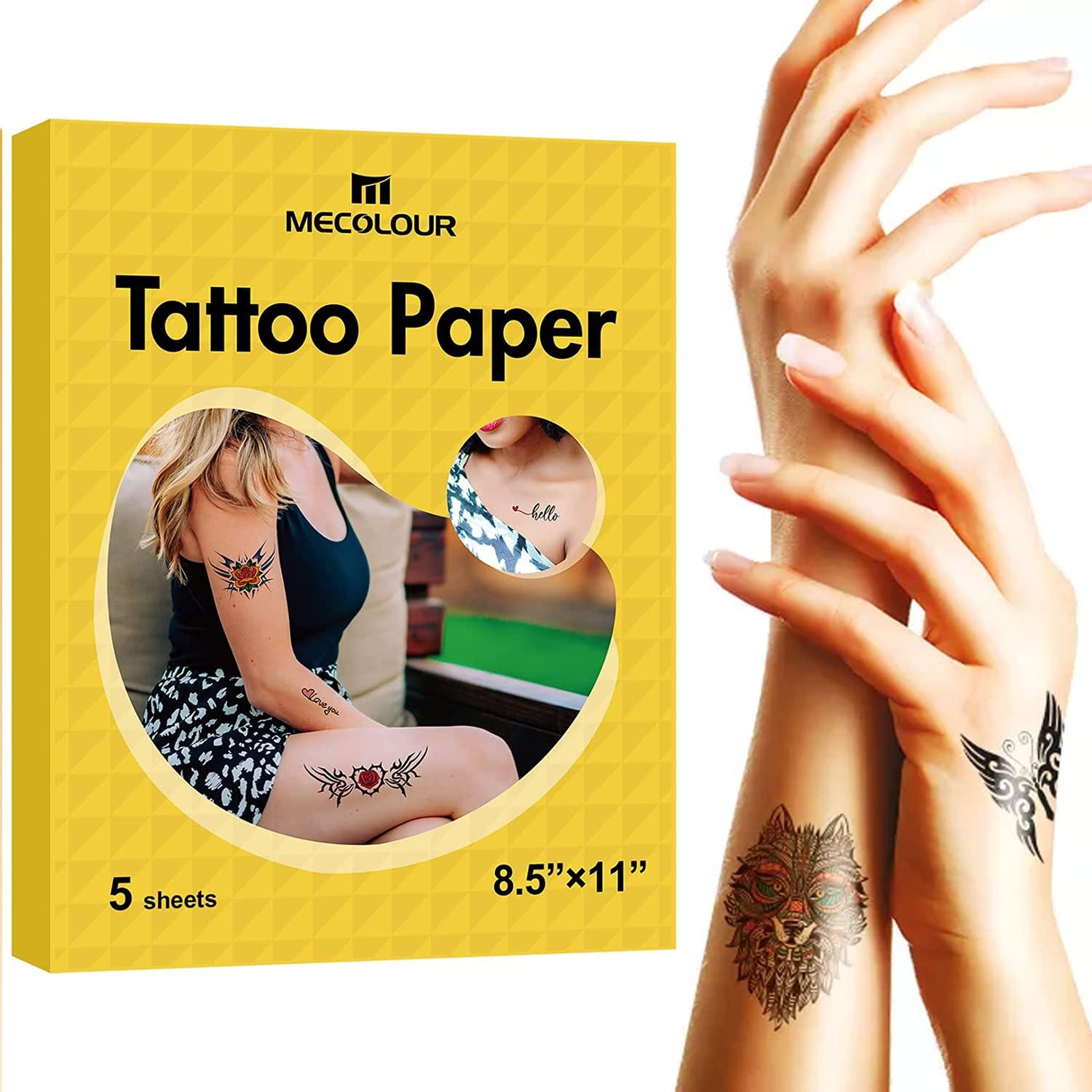 MECOLOUR Printable Temporary Tattoo Paper 5 sets 8.5X11 for Inkjet