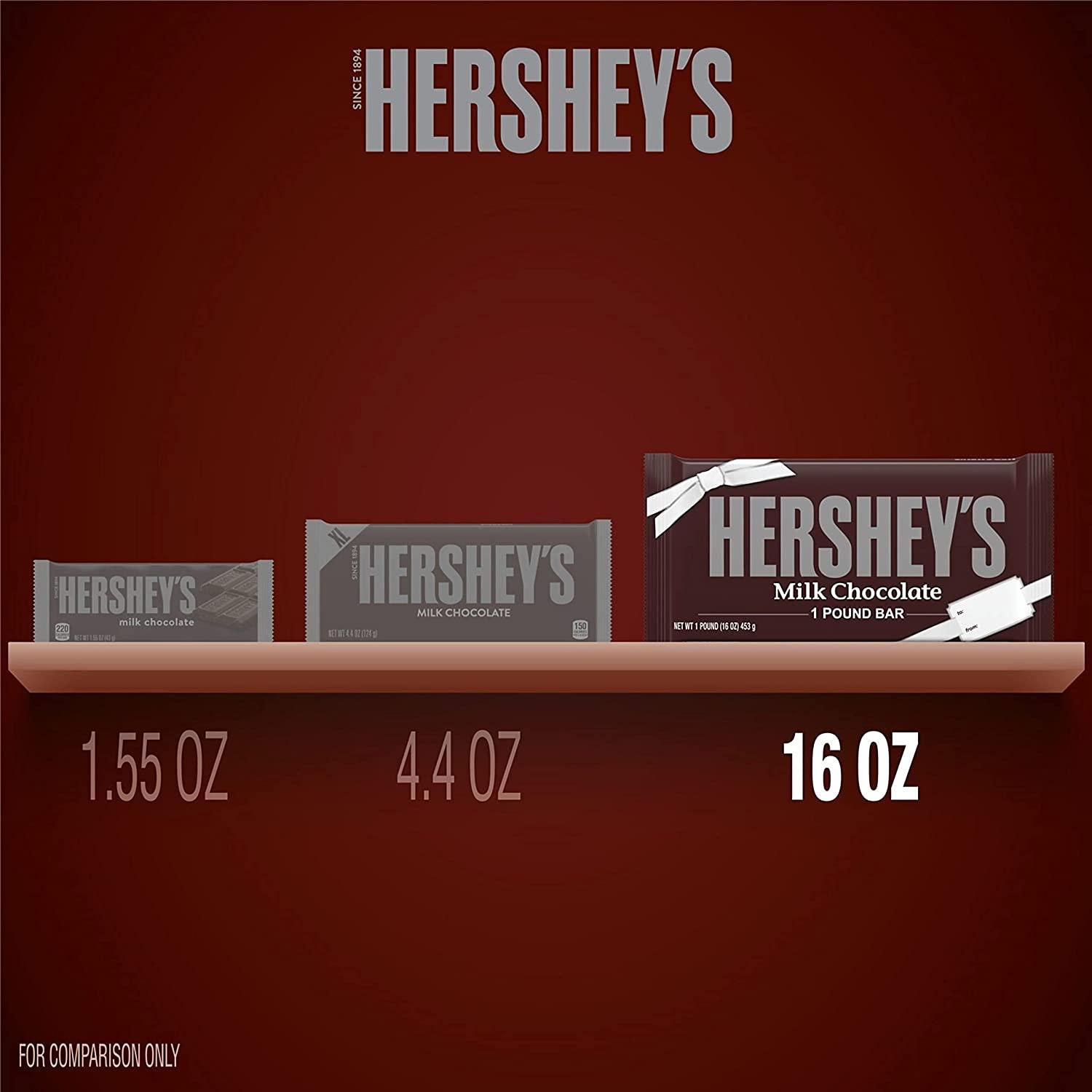 HERSHEY'S Milk Chocolate Candy, Gluten Free, 1 lb Gift Bar Hershey's Giant  1lb bar