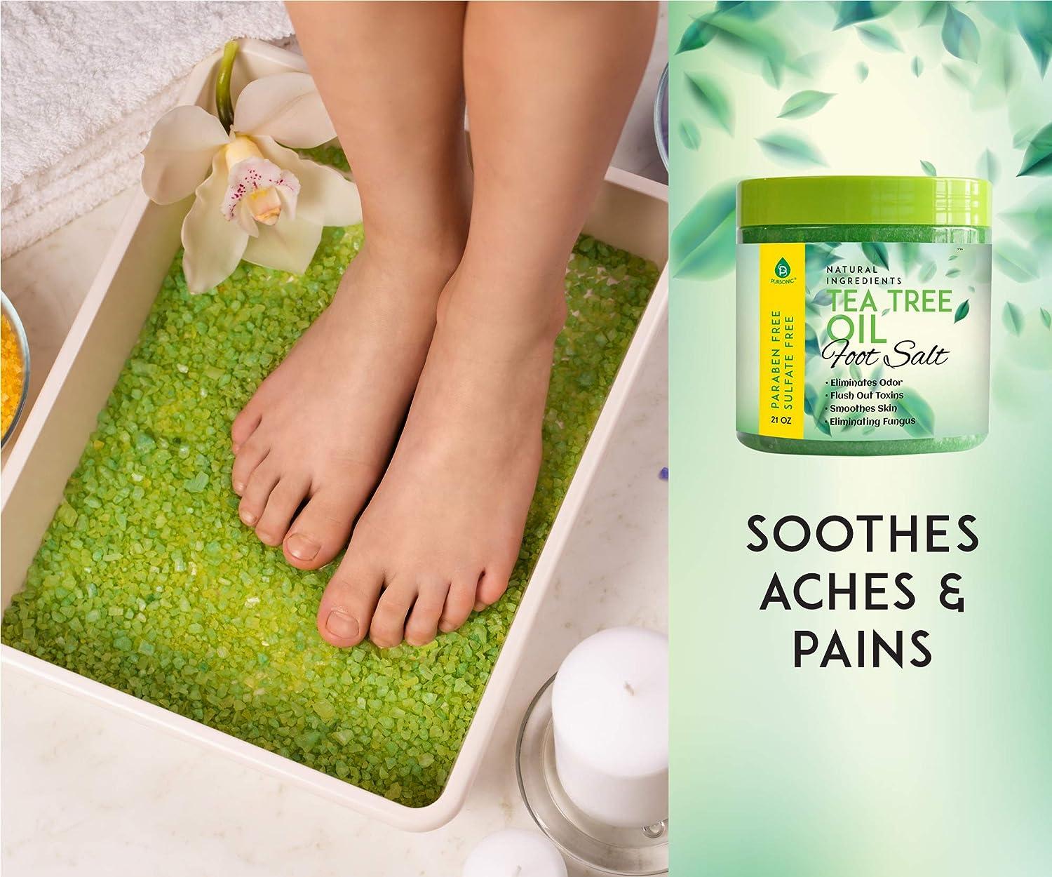 Pursonic Tea Tree Oil Foot Soak With Epsom Salt Helps Soak Away Toenail