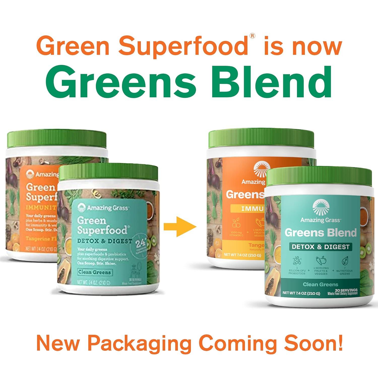Amazing Grass Green Superfood Immunity: Super Greens Powder with Vitamin C  30 Servings & Green Superfood Detox & Digest: Cleanse with Super Greens  Powder Digestive Enzymes 30 Servings