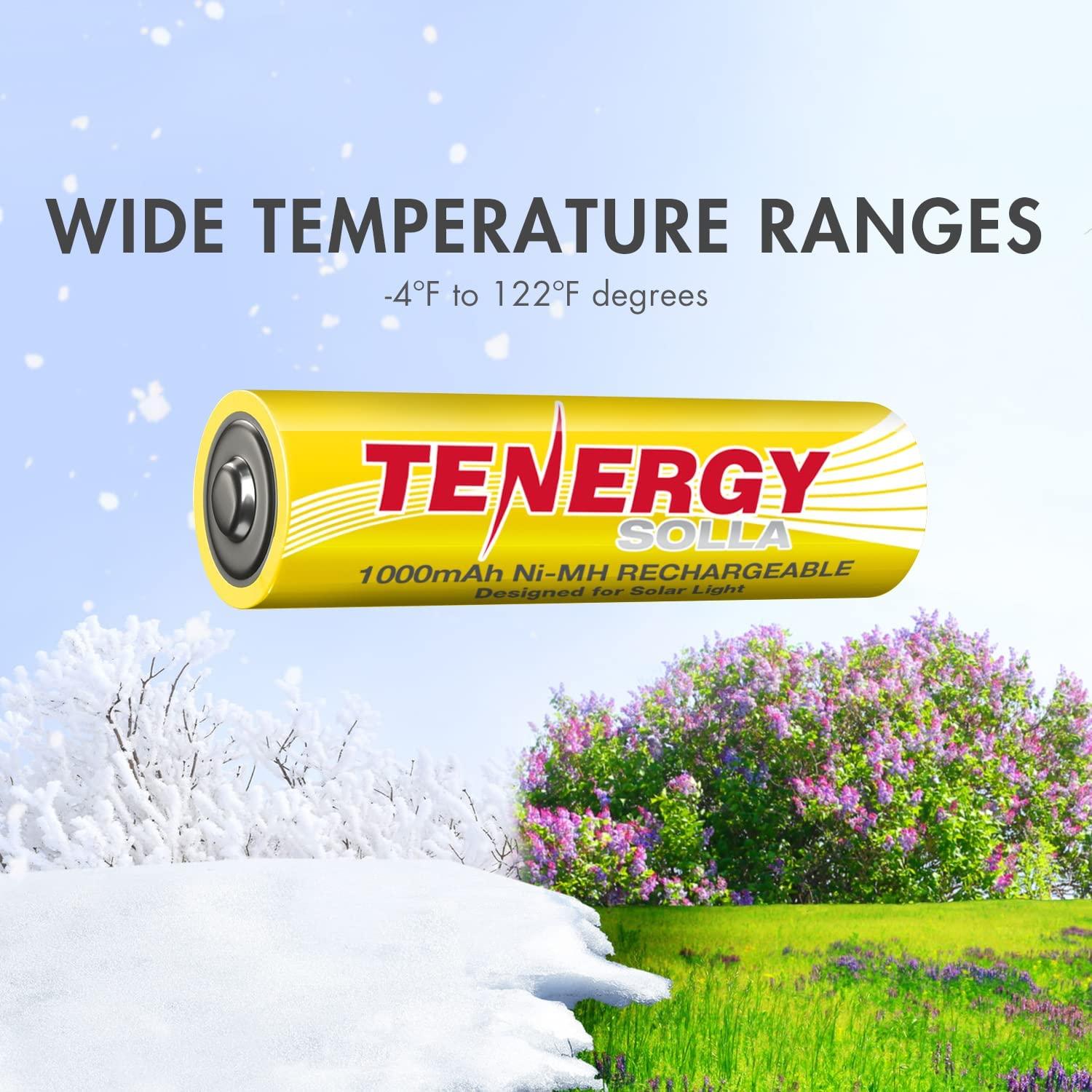 Tenergy Solla Premium Rechargeable NiMH AA Battery, 1300mAh Solar