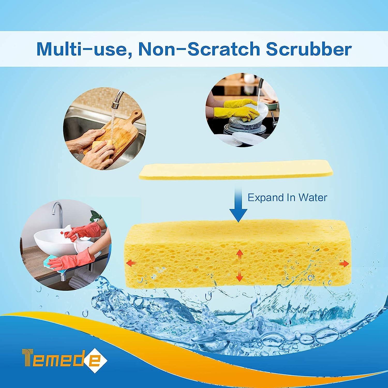 8 Pack Heavy Duty Scrub Kitchen Sponge with 5 Pack Kitchen Dish  Cloths-Compressed Cellulose Cleaning Sponges for Cleaning Dishes, Kitchen,  Bathroom