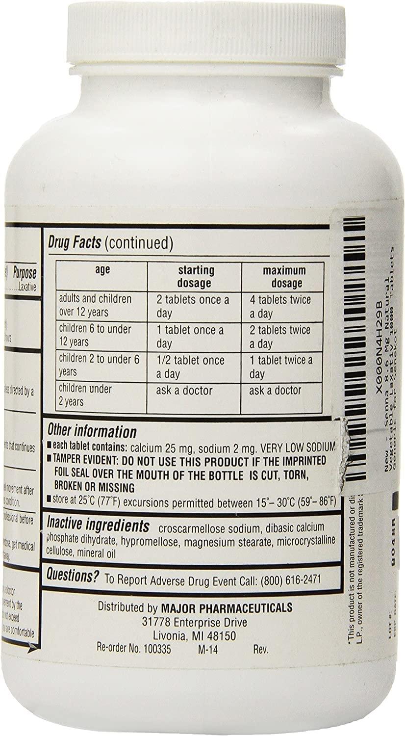 Major Pharmaceuticals Senna Natural Vegetable Laxative 8.6mg Tablets