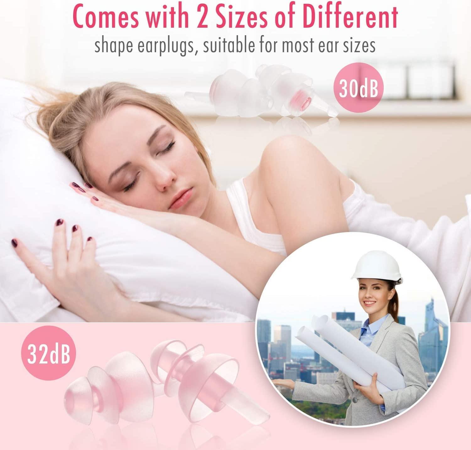 Sleeping Ear Plugs, Hearprotek 2 Pairs Ear Plugs (32db & 30db) Ultra