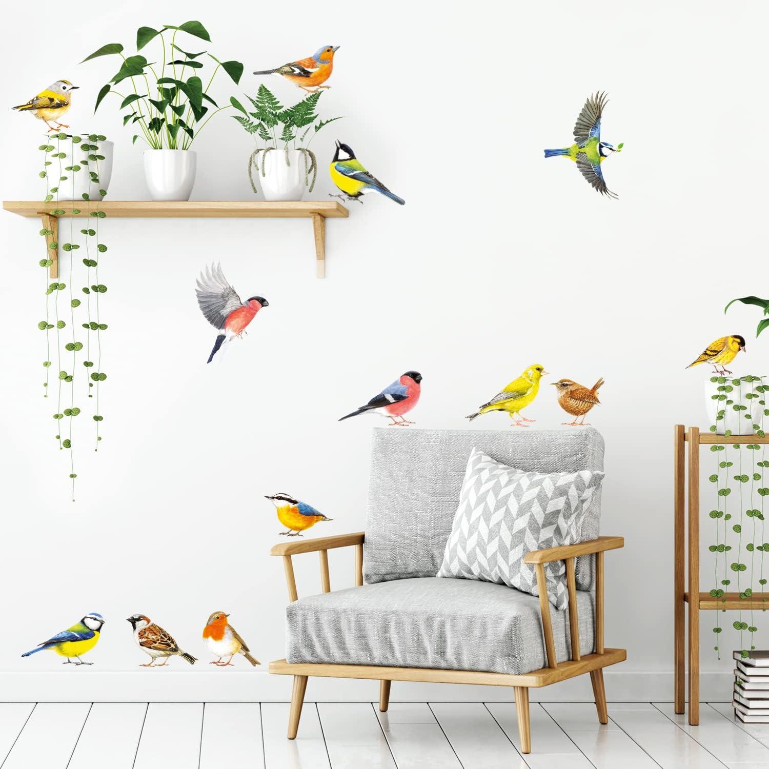 DECOWALL DS-8043 Garden Birds Wall Stickers - Watercolor Flying Bird ...