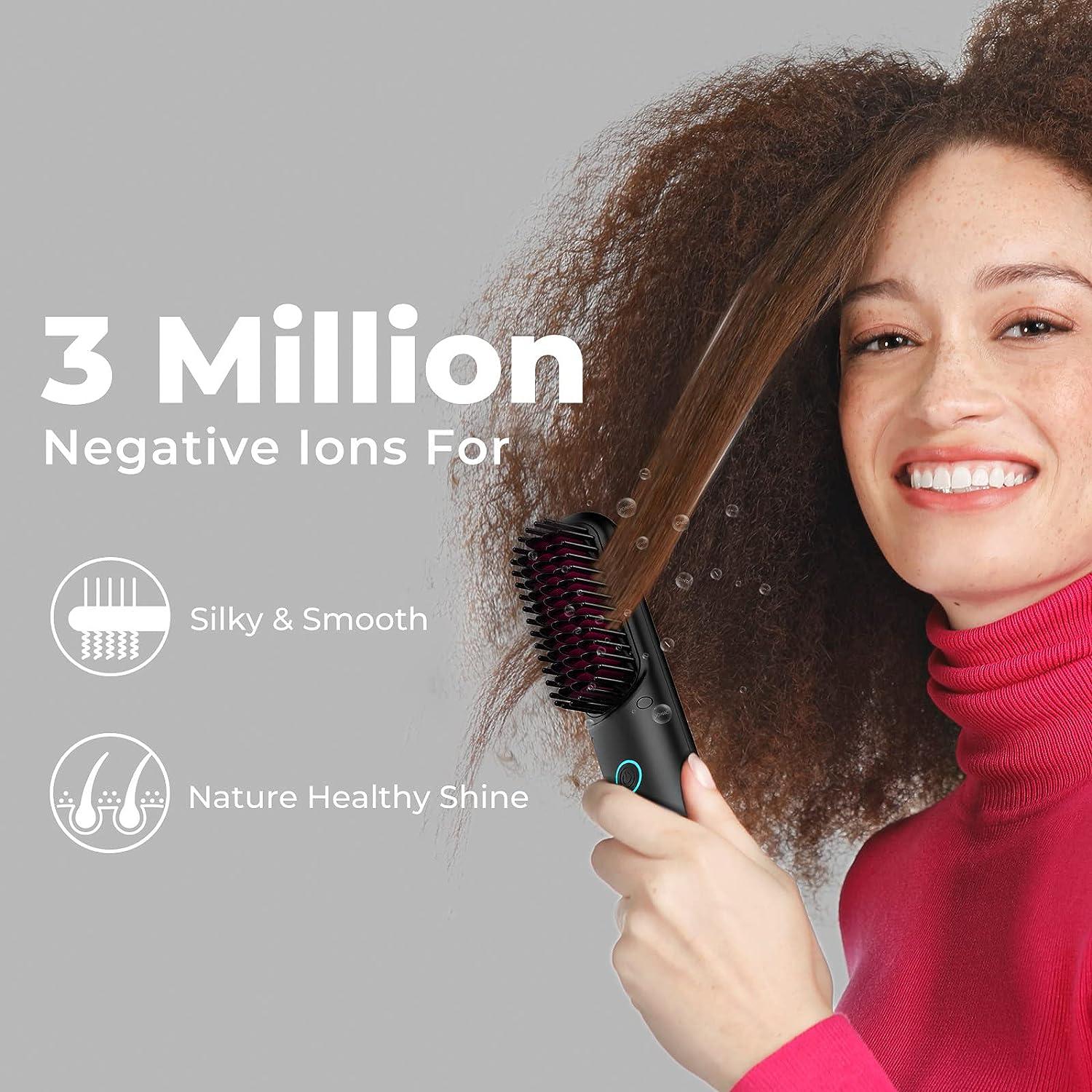 TYMO Cordless Hair Straightener Brush Mini Portable Heated Comb