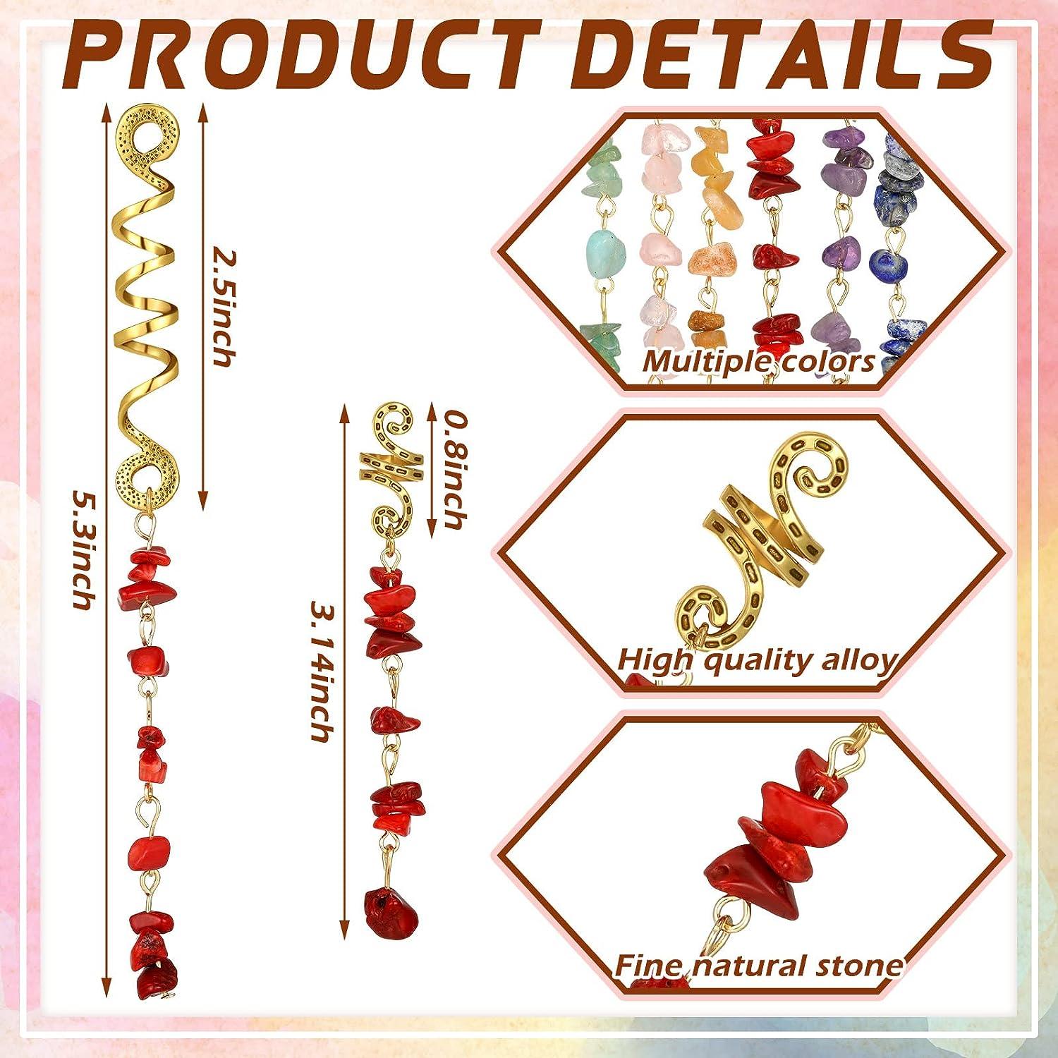 Colored Natural Stone Pendant Hair Jewelry For Braids Crystal
