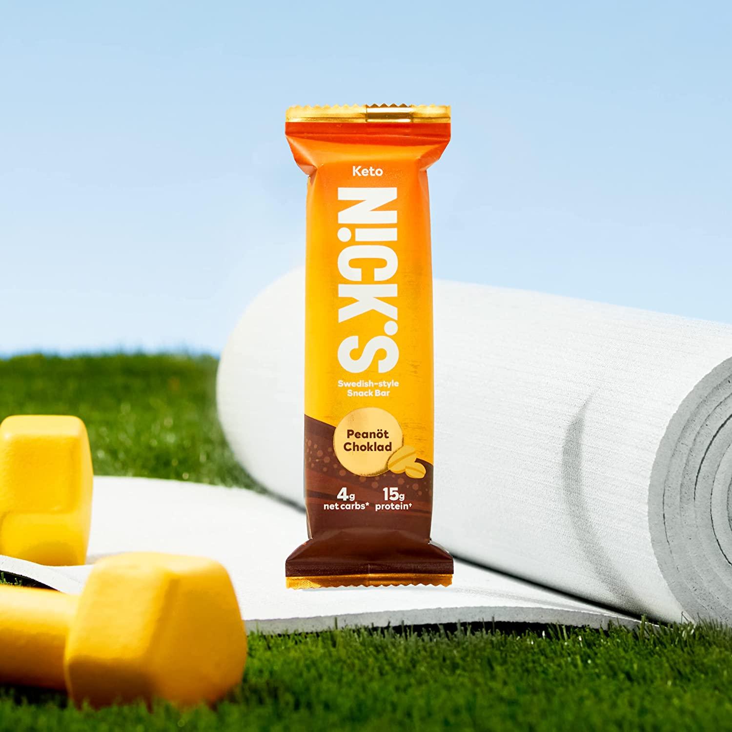 Nick's Keto Snack Bar Chocolate Peanut Keto Snack 3g Net Carbs 15g Protein No Added Sugar 5g