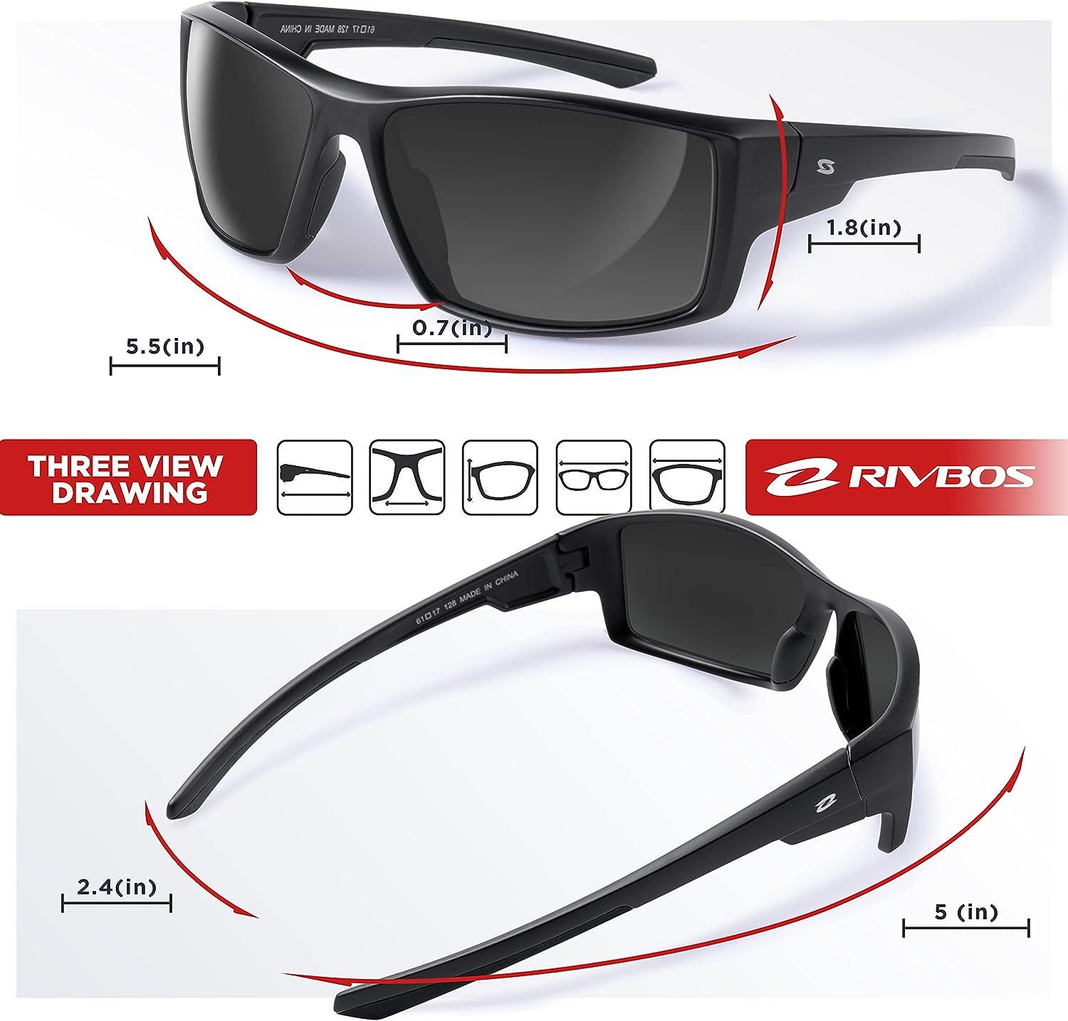 RIVBOS Polarized Sports Sunglasses Driving shades For Men TR90 Unbreakable  Frame RBS861 Rbs861- Full Black Large