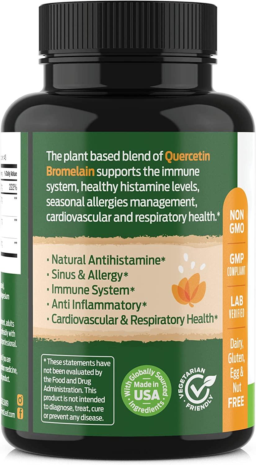 Forest Leaf Quercetin 500mg Quercetin with Bromelain, Vitamin C