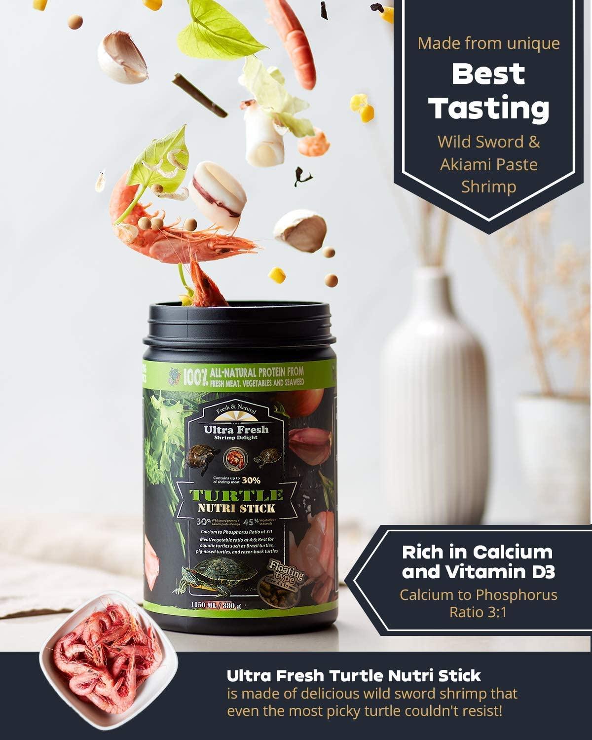 Ultra Fresh Turtle Nutri Stick, Wild Sword Prawn, Calcium & Vitamin D