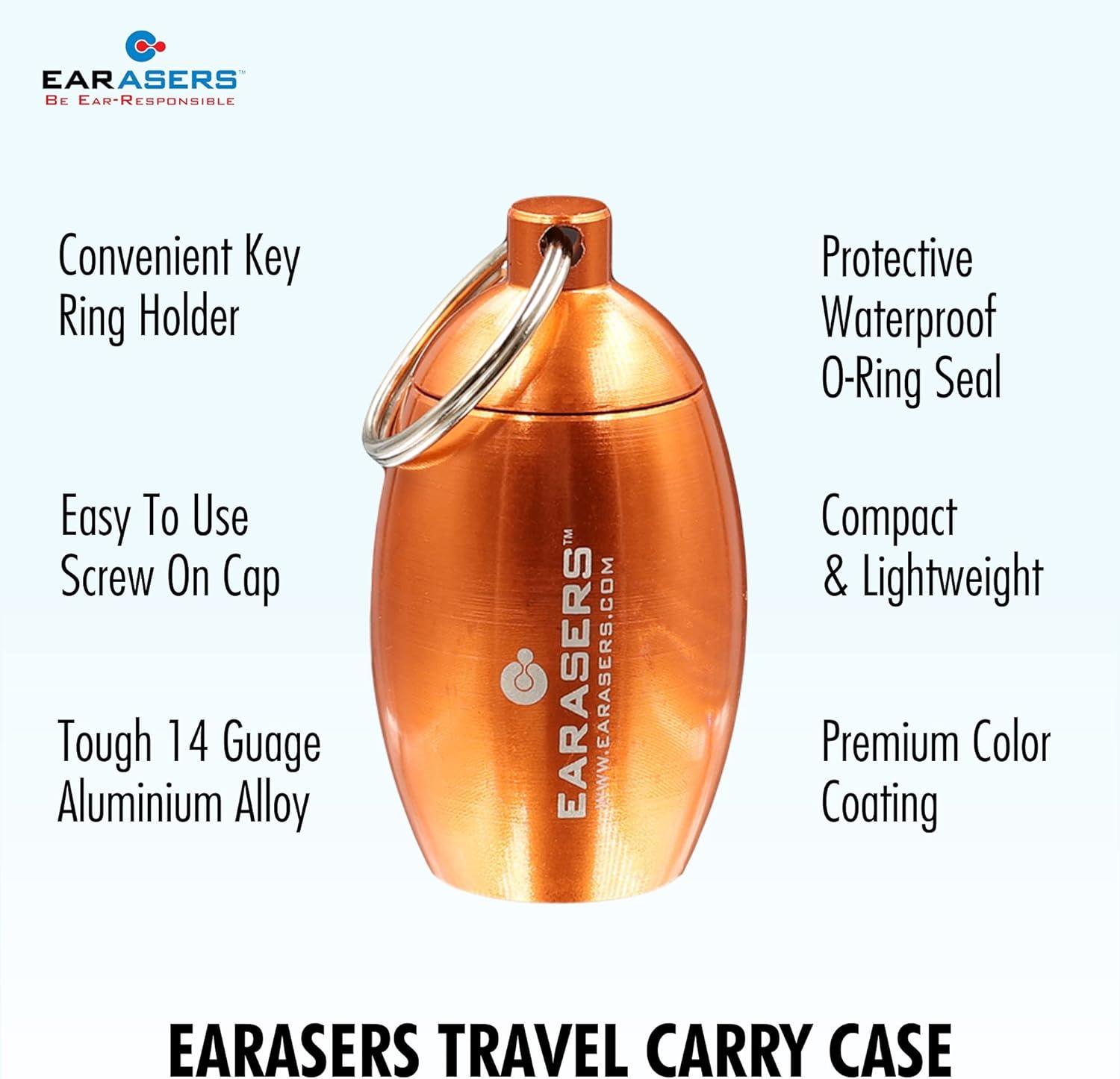 EARasers Earplugs Keychain Carrying Case Aluminium Waterproof Ear
