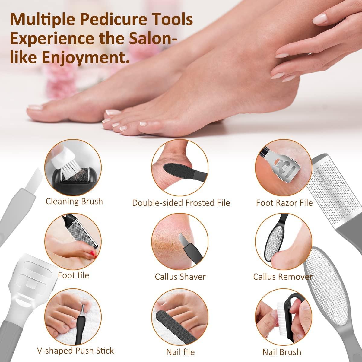 Electric Callus Remover for Feet,Rechargeable Foot File Hard Skin  Remover,Waterproof 14 in1 Professional Pedicure Kit for Cracked Heels &Dead