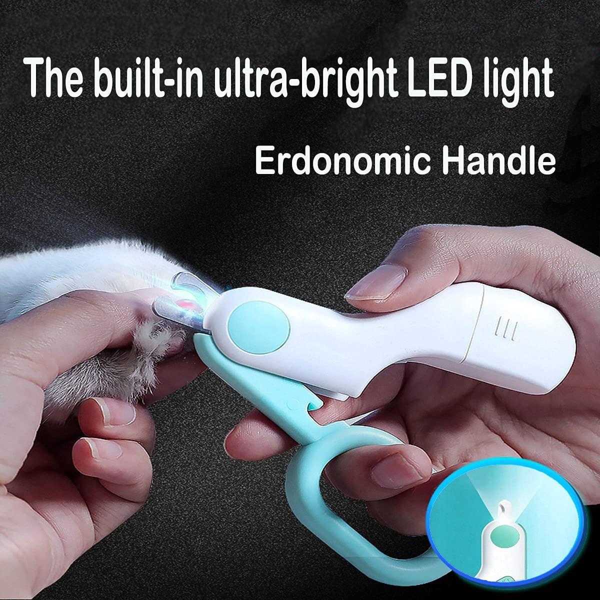 Odoland Pet Nail Clipper with LED Light and Pet Massage Comb - Cat Claw  Trimmer with Bright