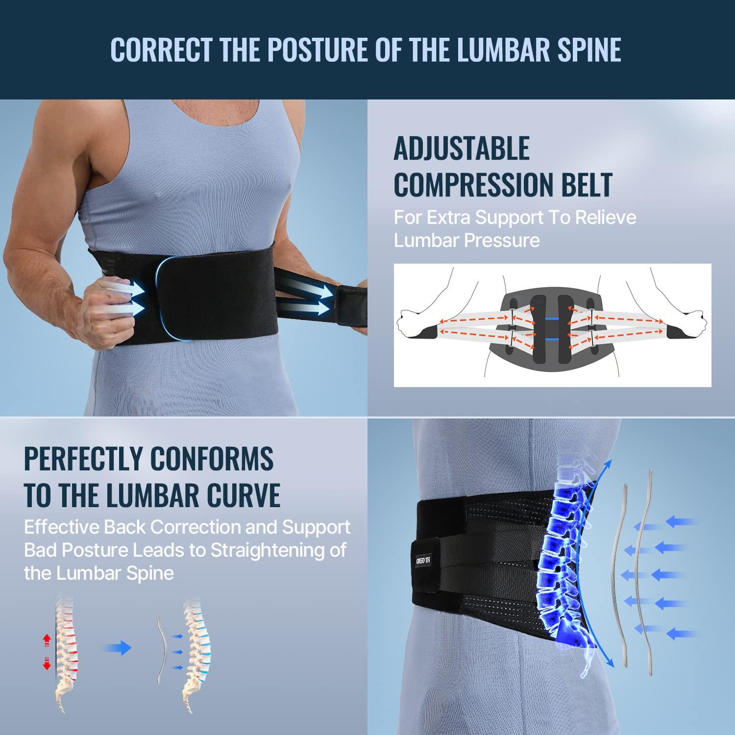 Fit Geno Back Brace for Lower Back Pain: Back Support Lumbar Belt for Women and Men - Breathable Lower Back Pain Relief Herniated Disc Sciatica
