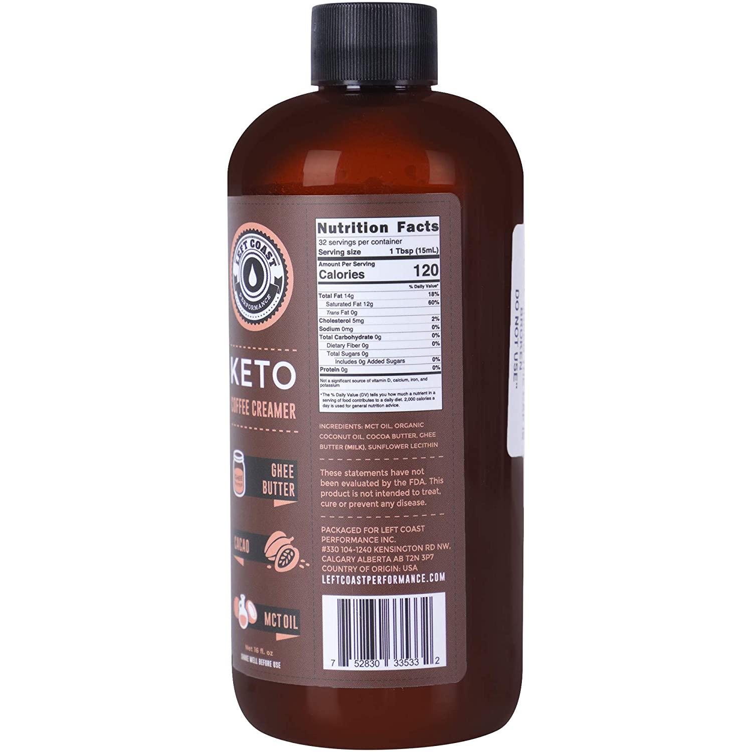 Keto Coffee Creamer with MCT Oil, Ghee Butter, Cocoa Butter, 16oz / 32