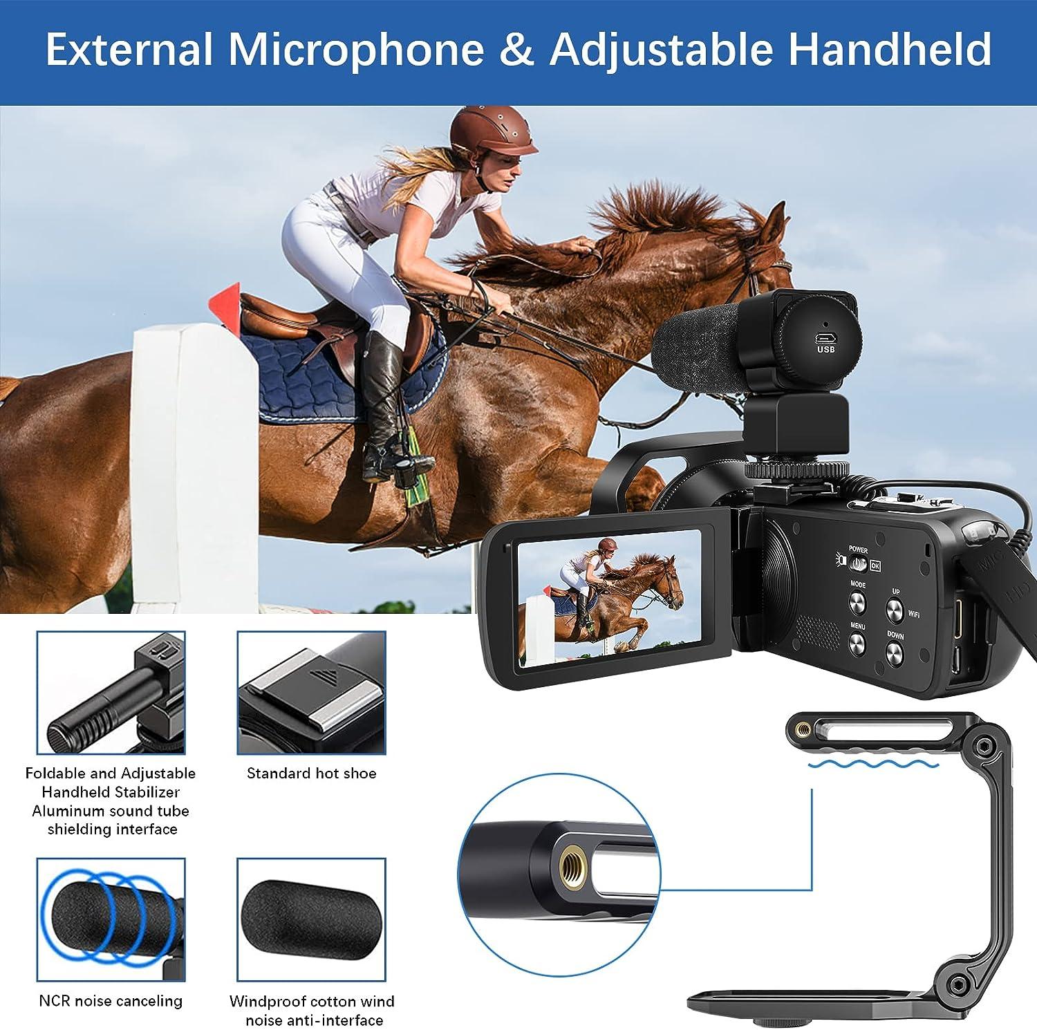 MISIOU 4K 48MP Camcorder with Night Vision, WiFi, and Microphone