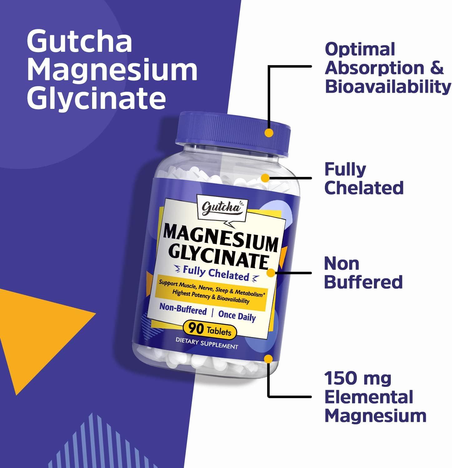 Gutcha Magnesium Glycinate Supplement 150 mg Elemental Magnesium