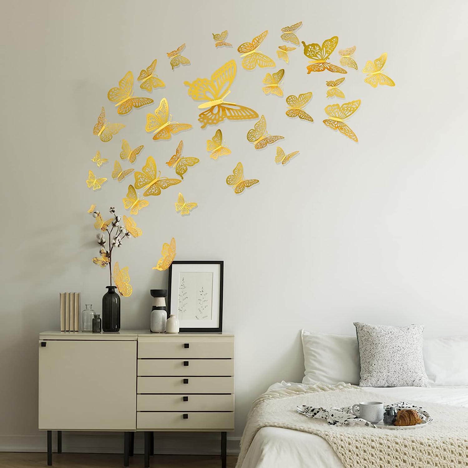 3d butterfly wall decor, gold butterflies