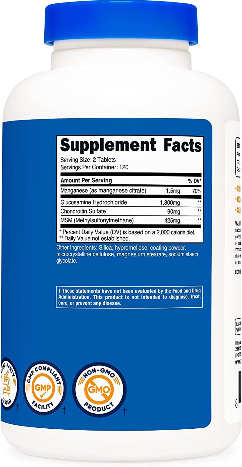 Nutricost Glucosamine 1800mg with Chondroitin & MSM, 240 Tablets, 120