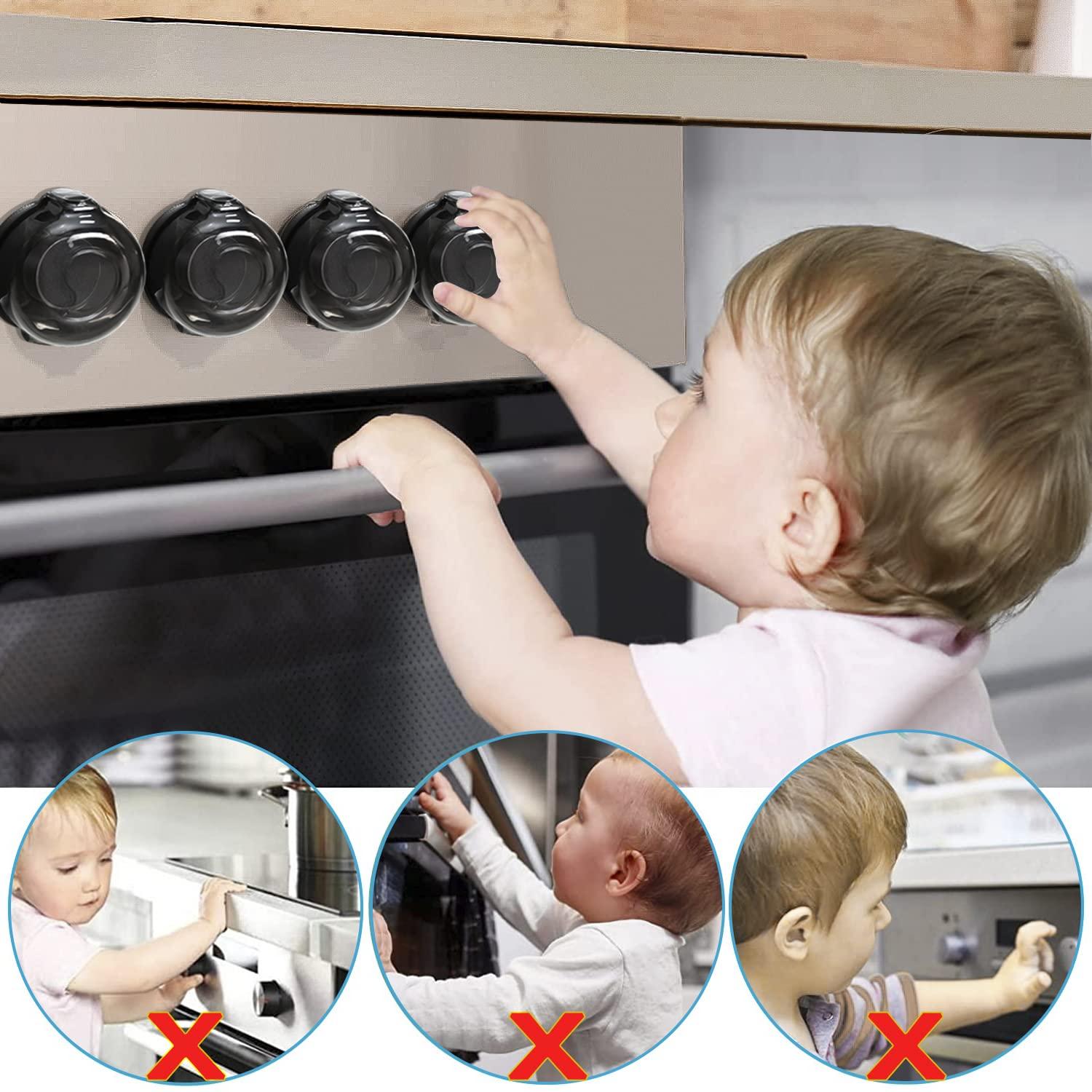Stove Knob Covers Child Safety Pack of 6 DoubleKey Locks Gas Stove Knob Covers Oven Stove