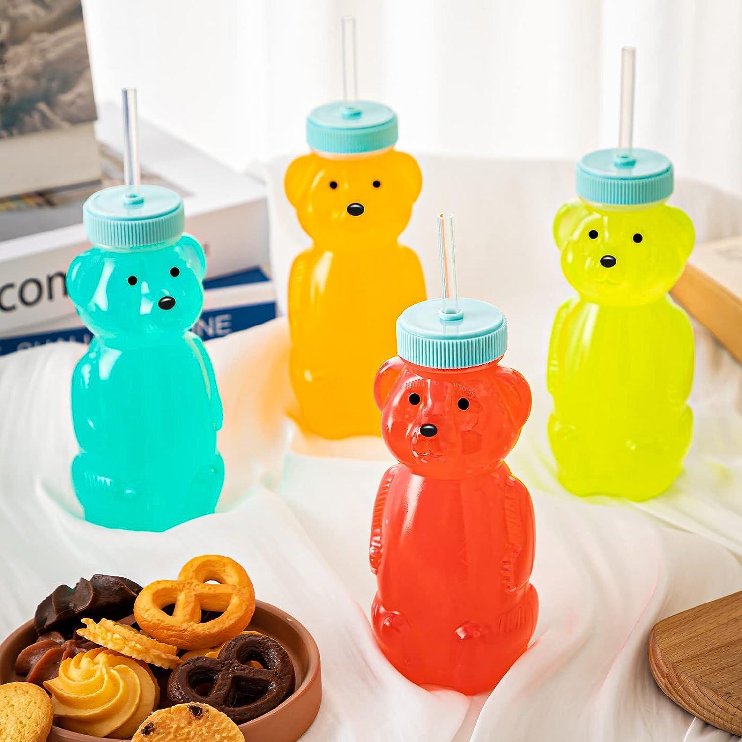 4 PCS Honey Bear Straw Cup Baby Straw Cups with 8 Flexible Straws