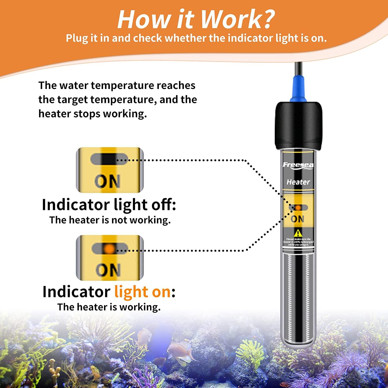 FREESEA Aquarium Fish Tank Heater 25W 50W 100W 300W Submersible