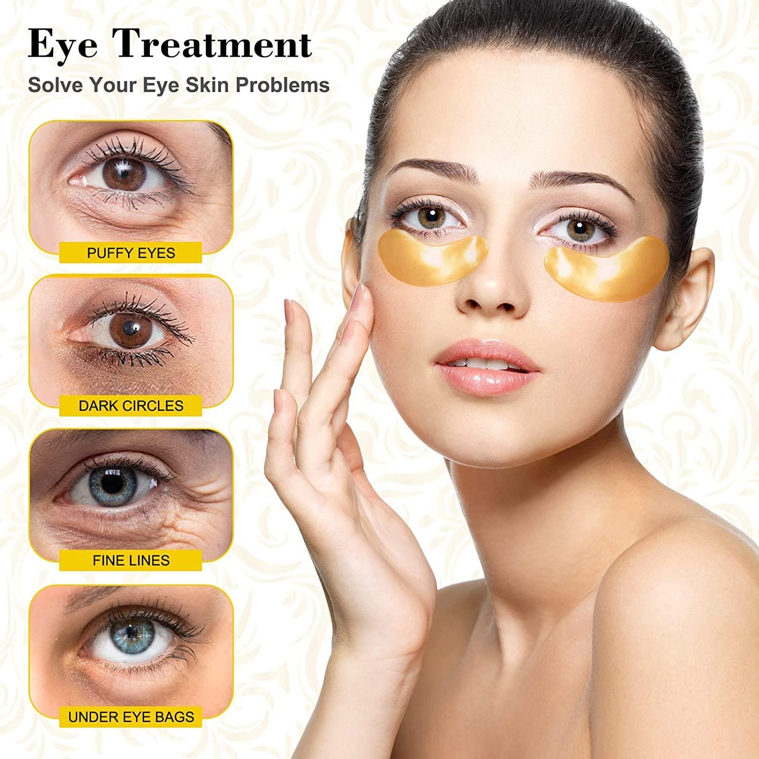 Lxycfmrd 24K Gold Under Eye Masks Eye Masks for Dark Circles Anti Wrinkle Under Eye Gel Pads Eye