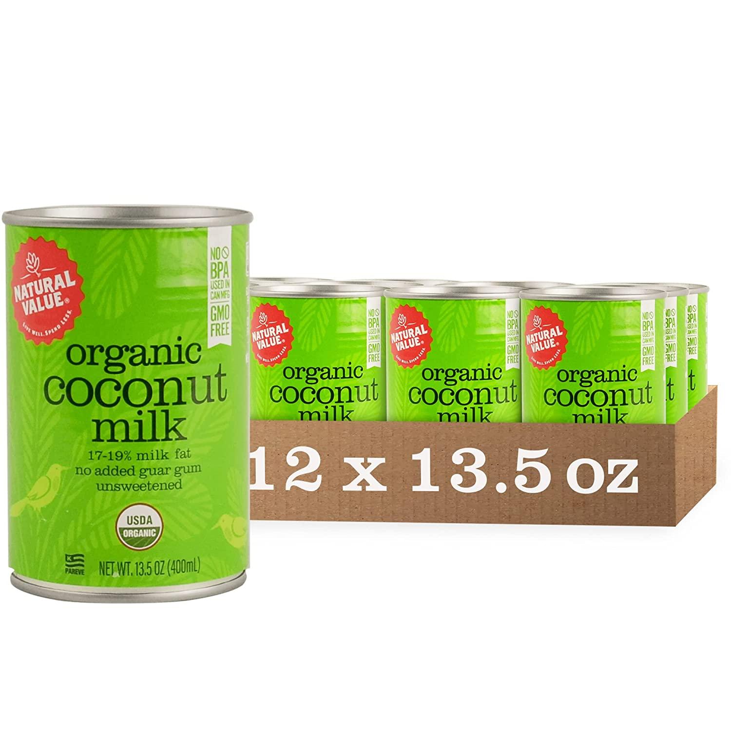 Natural Value Organic Coconut Milk, 13.5 Ounce Cans (Pack of 12)