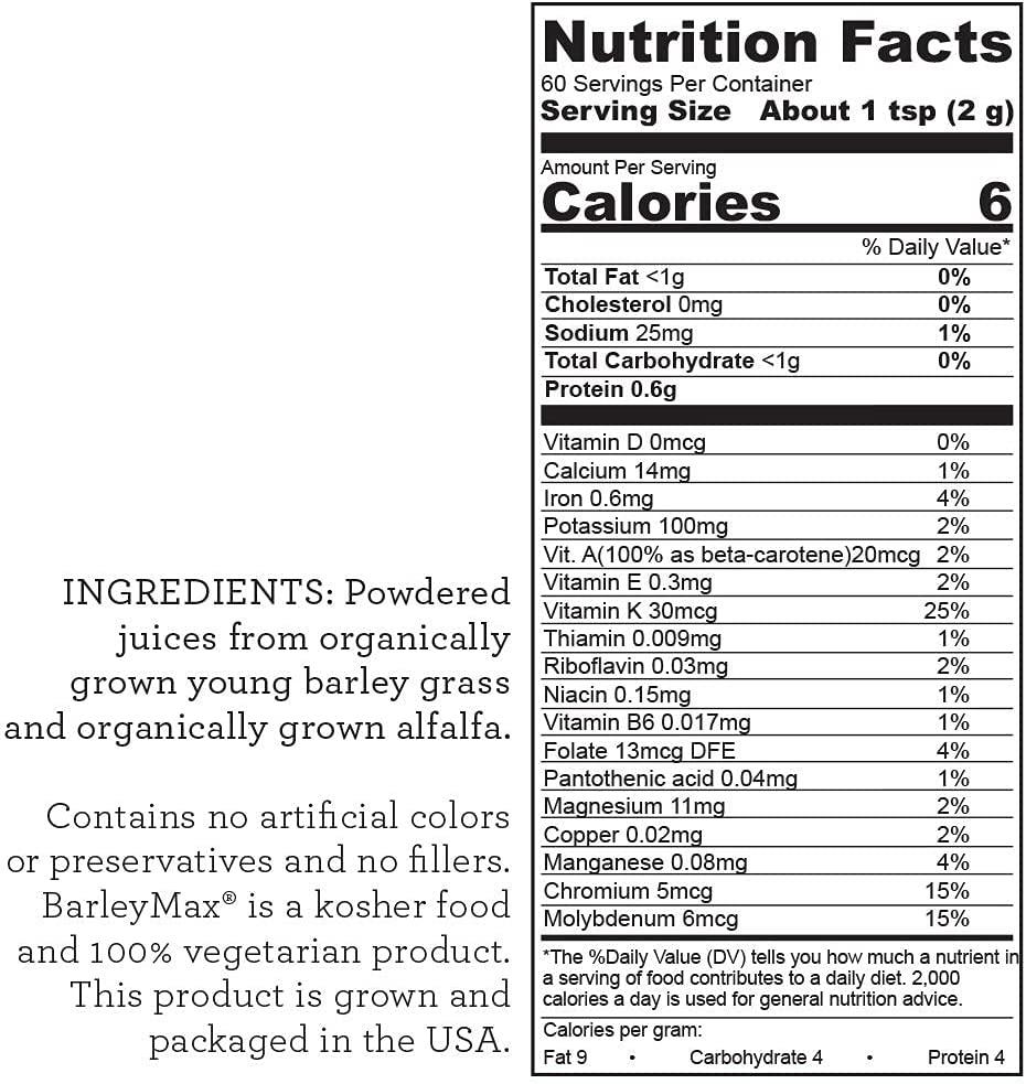 Hallelujah Diet Organic BarleyMax Barley and Alfalfa Grass Juice