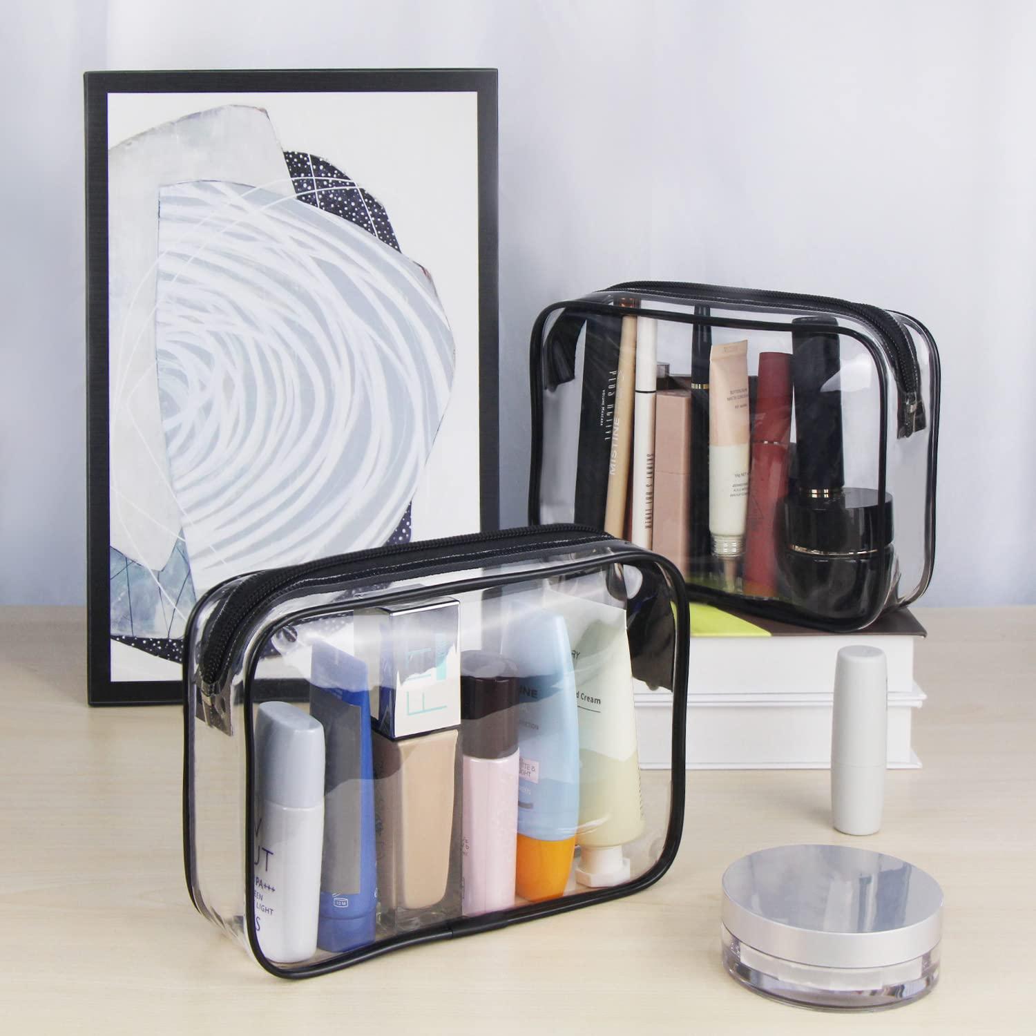Set 3 Borse Trasparenti Da Toilette Wedama Approvate TSA | Con Manici E Doppia Cerniera, In PVC Per Viaggio, Aereo E Trucchi - 4