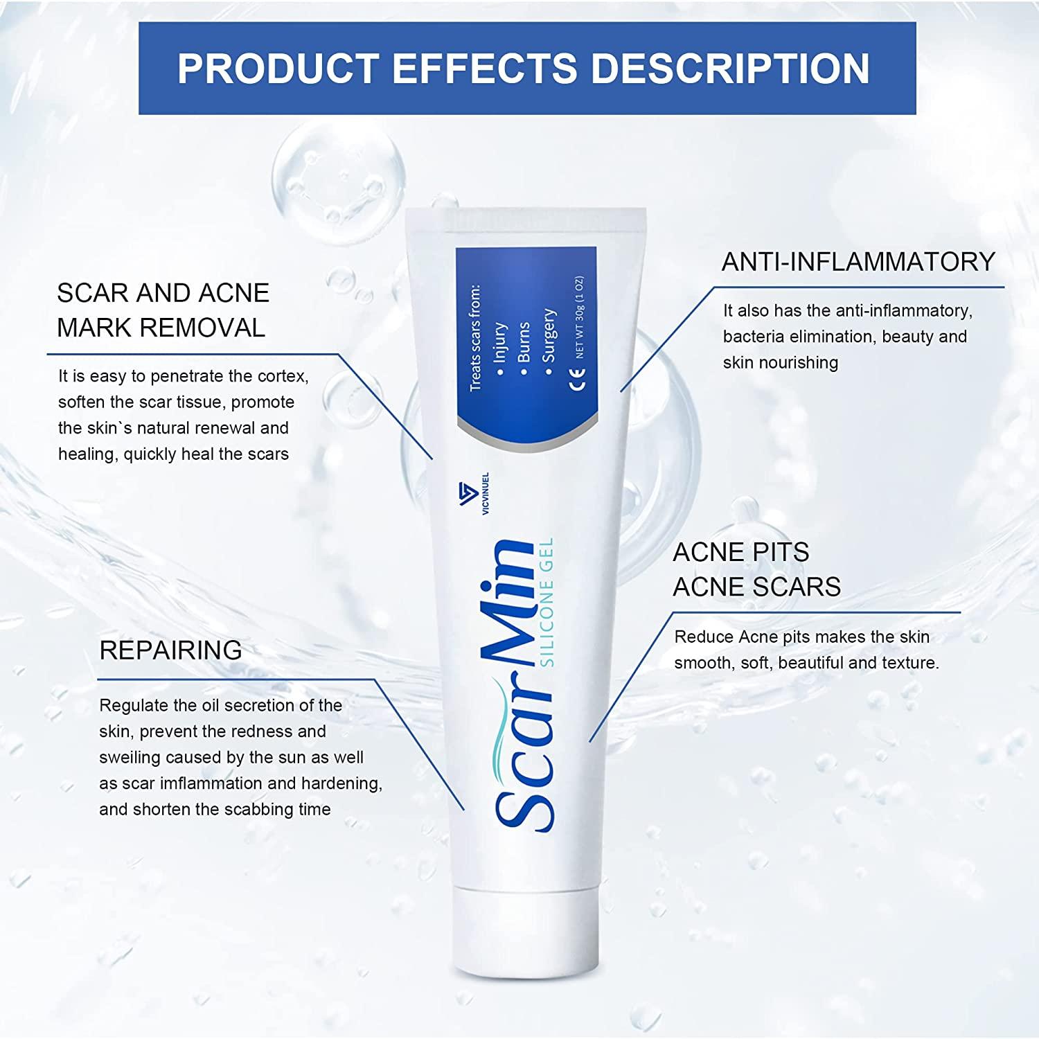 Advanced Silicone Scar Gel for Scar Removal, Acne Scar Stretch Mark