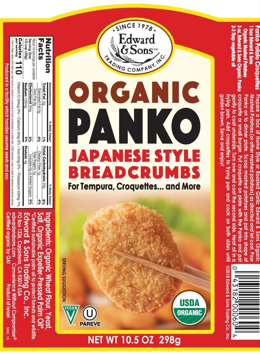Edward & Sons Organic Panko, Japanese Style Breadcrumbs, 63 Ounce (Pack
