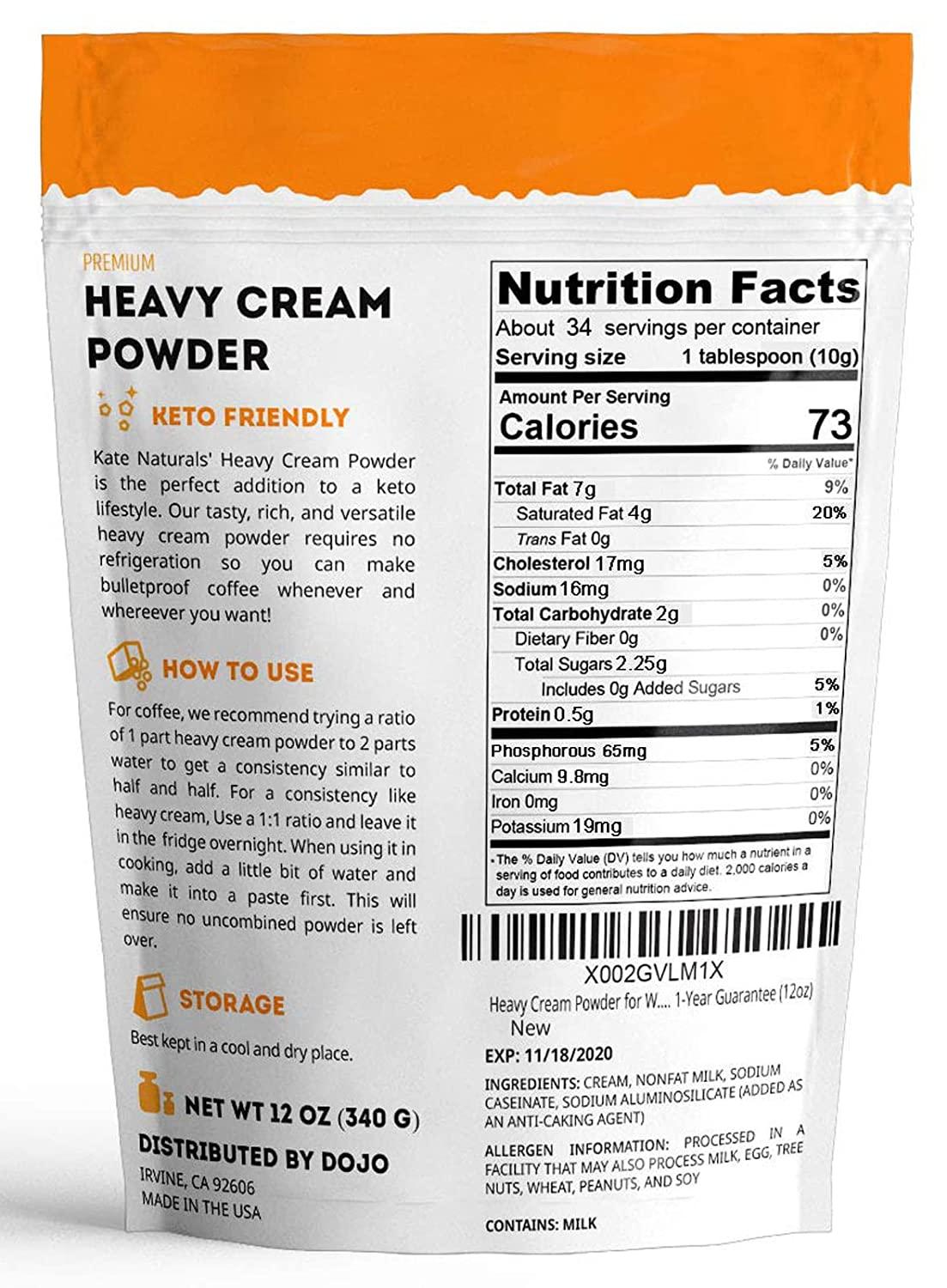 Heavy Cream Powder for Coffee & Heavy Whipping Cream (12oz) - Kate