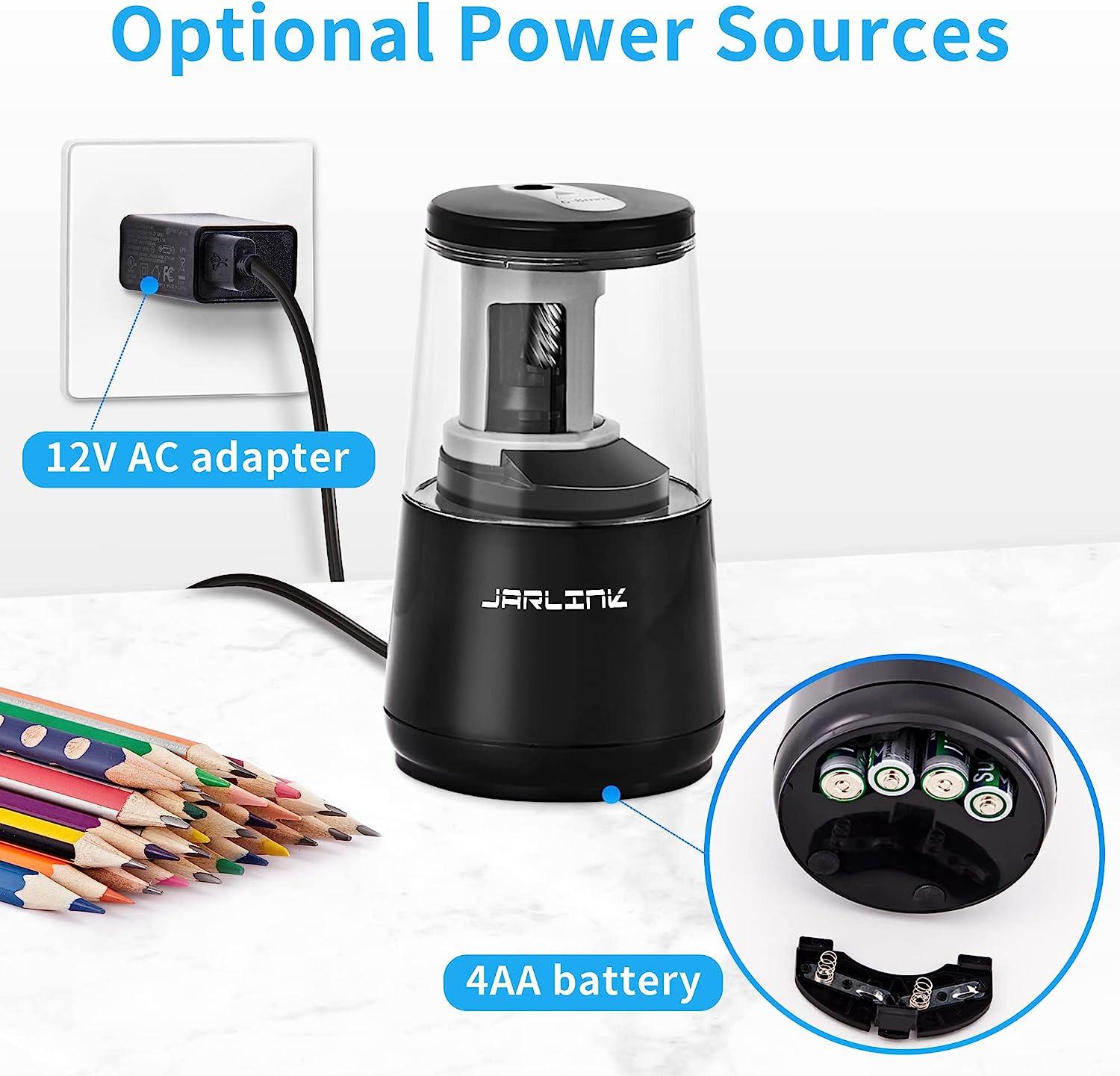 JARLINK Electric Pencil Sharpener Heavyduty Helical Blade to Fast Sharpen Auto Stop for No.2