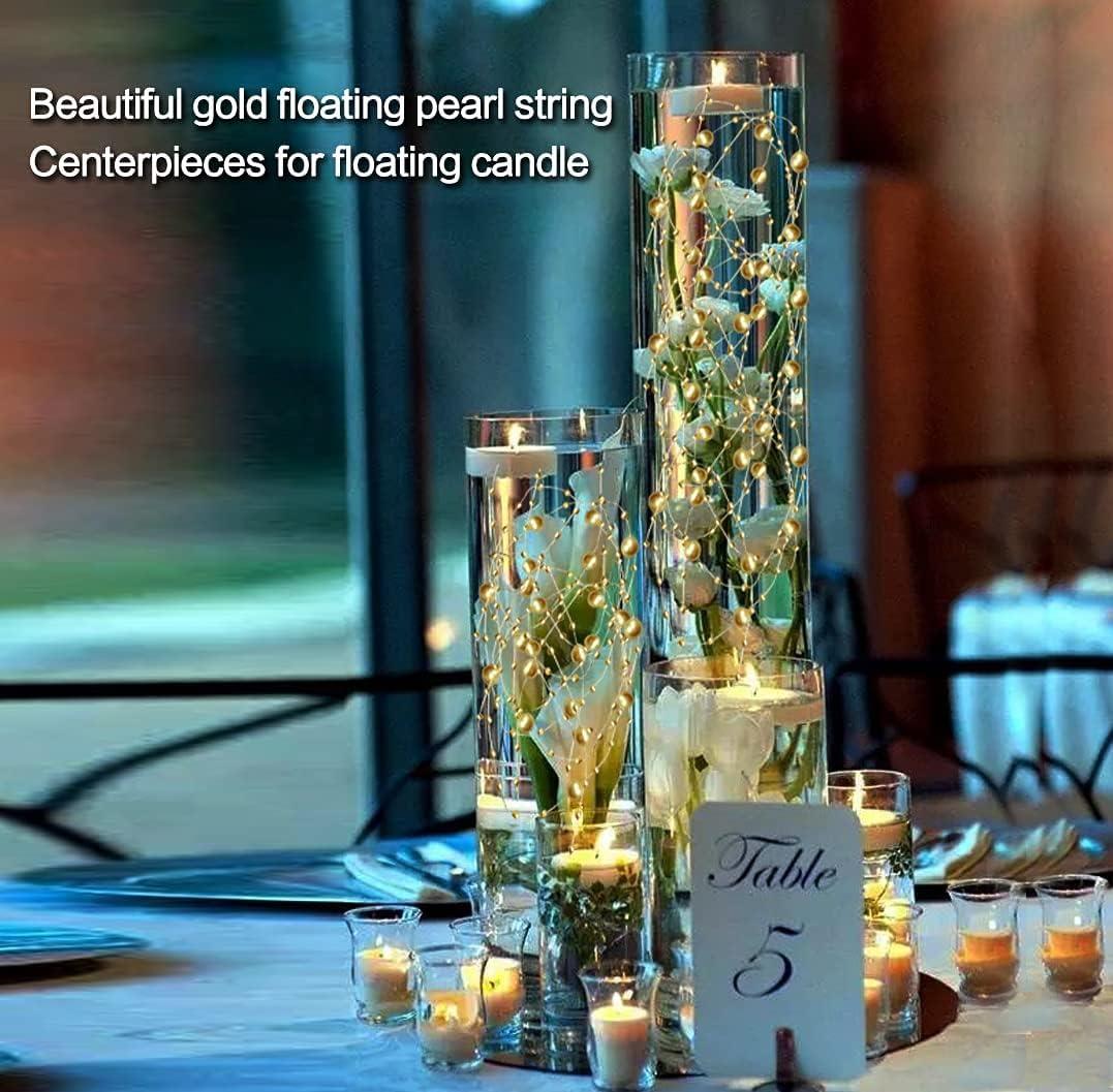 50 Pcs Artificia Pearl String for Floating Candles Vases Centerpieces, Gold  Faux Pearl Beads String Vase Filler for Wedding Table Centerpieces Party  Decor.