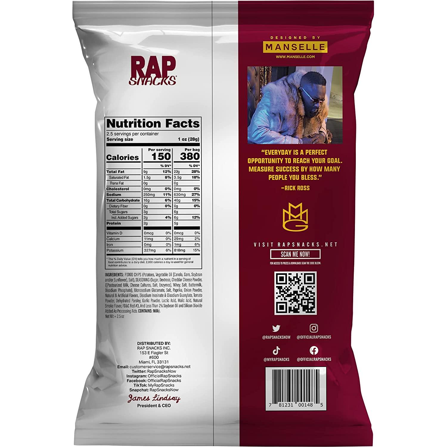 Rap Snacks Rick Ross Rozay Cheddar Potato Chips 2.5 Oz (Pack of 6