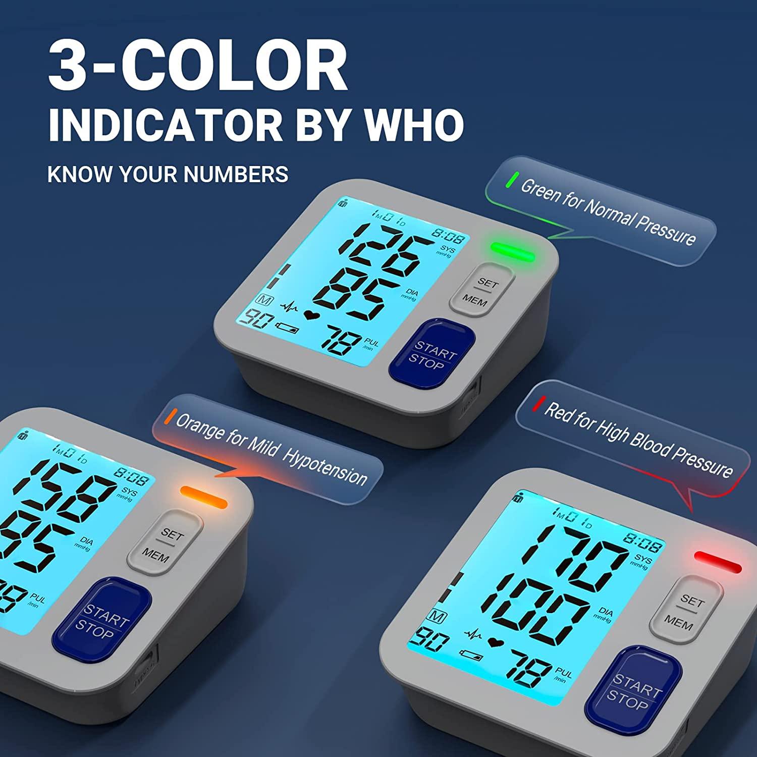 Accurate Blood Pressure Monitor With XL 9-17" Cuff - Large LCD Automatic BP Machine For Home Use