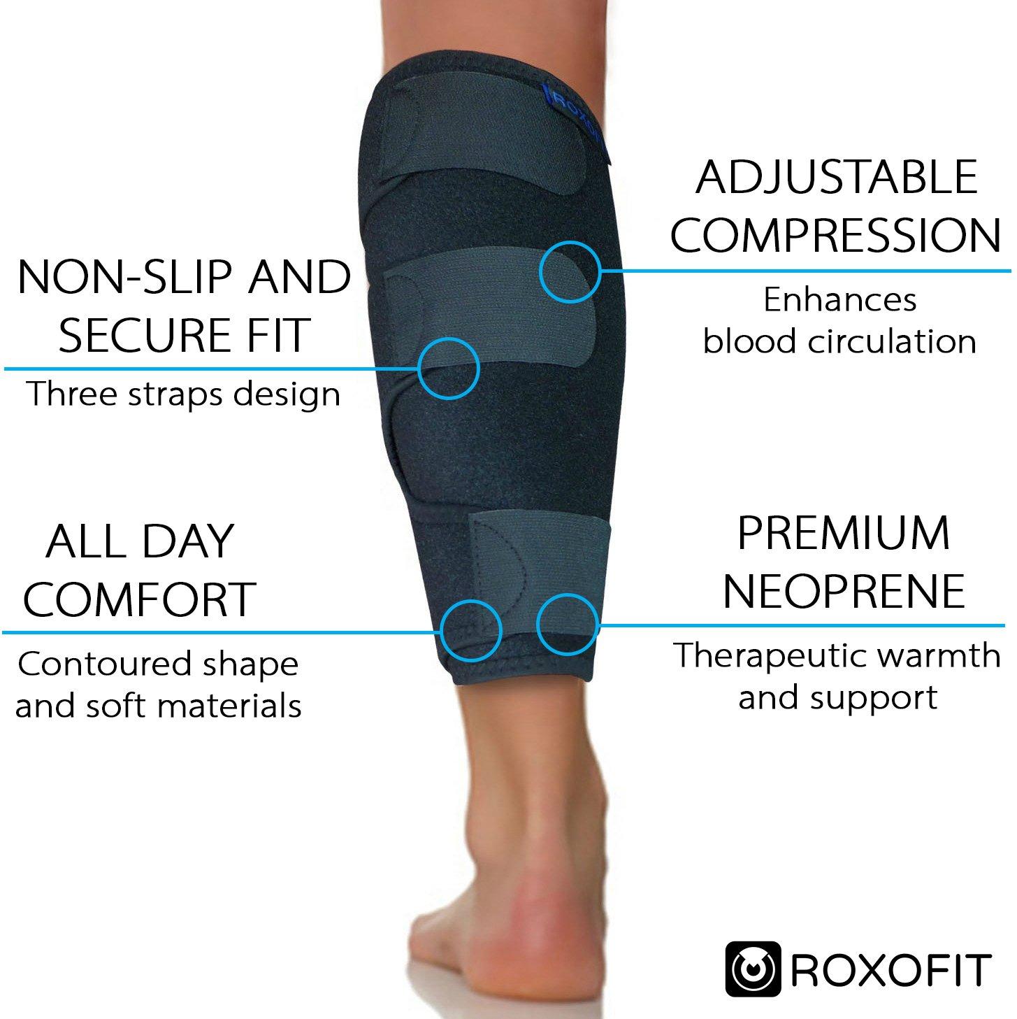 Calf Brace for Torn Calf Muscle and Shin Splint Relief - Calf Compression Sleeve  for Strain, Tear, Lower Leg Injury - Neoprene Runners Splints Wrap for Men  and Women