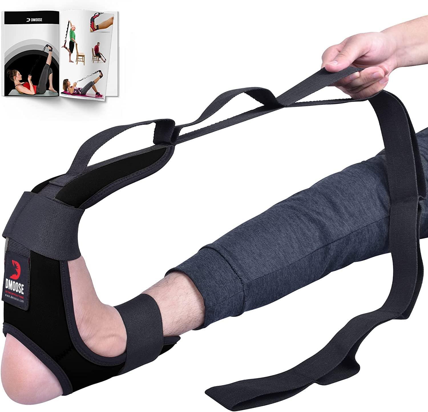 DMoose Calf Stretcher & Foot Stretcher for Plantar Fasciitis - Hamstring Stretcher  Stretching Strap for Achilles Tendonitis, Leg Stretcher Ligament Stretching  Belt for Pain Relief, Dancers and Yoga Black