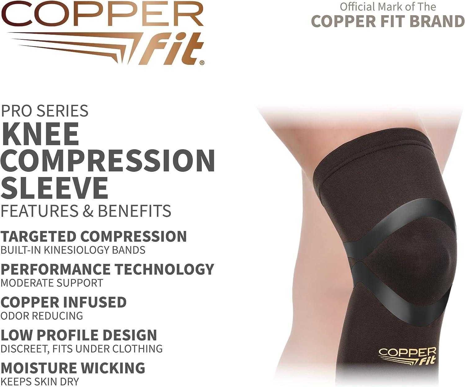 Copper Fit Pro Series Knee Compression Sleeve Black Large